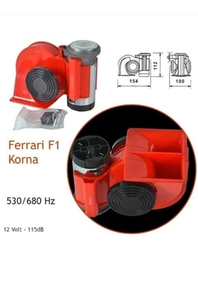 Ferrari Korna Kırmızı 12v 2 Yıl Garantili Kompresörlü F1 Korna Image 1