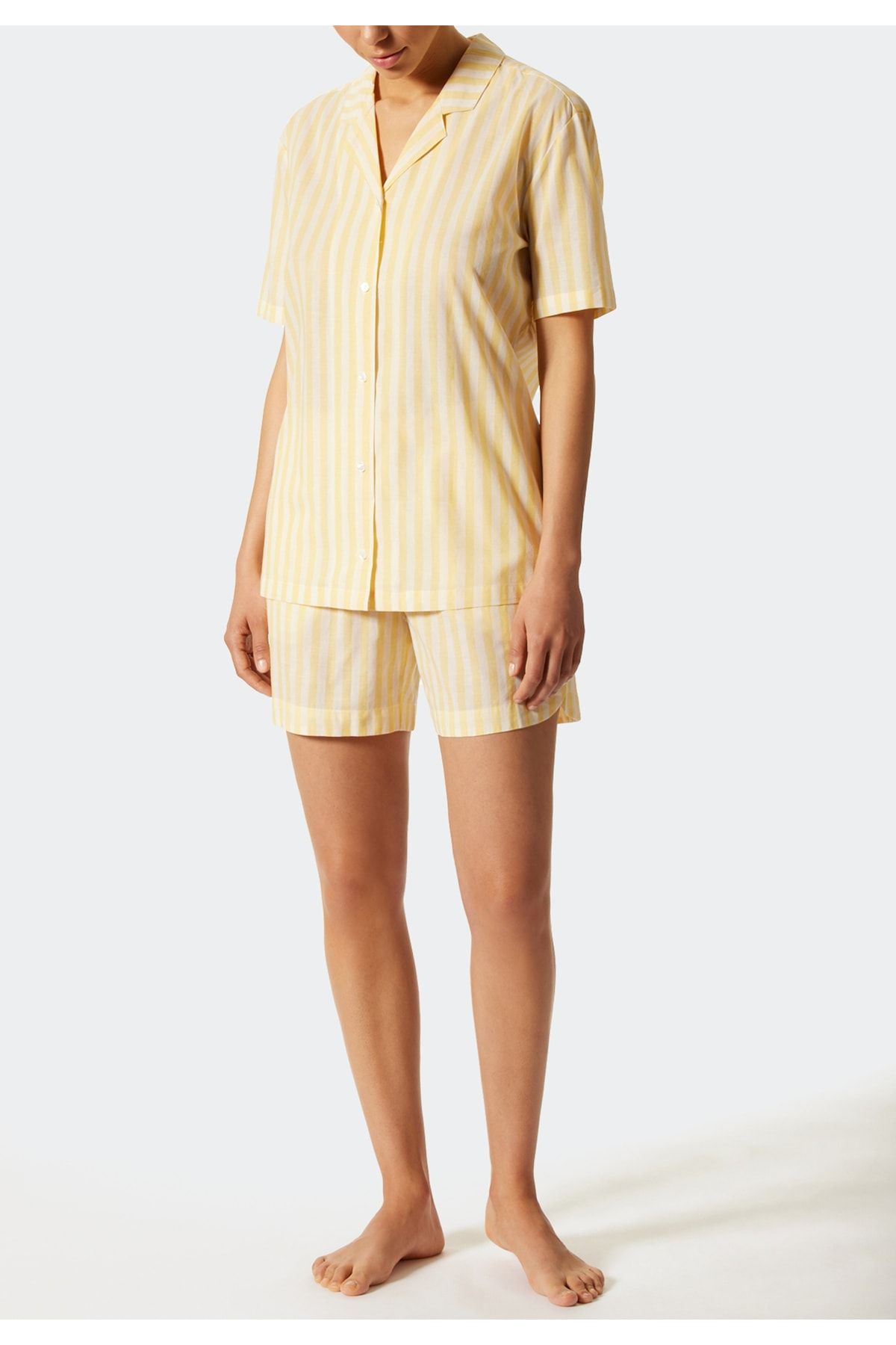 Schiesser Pyjama Gestreift - - - Gelb set Trendyol