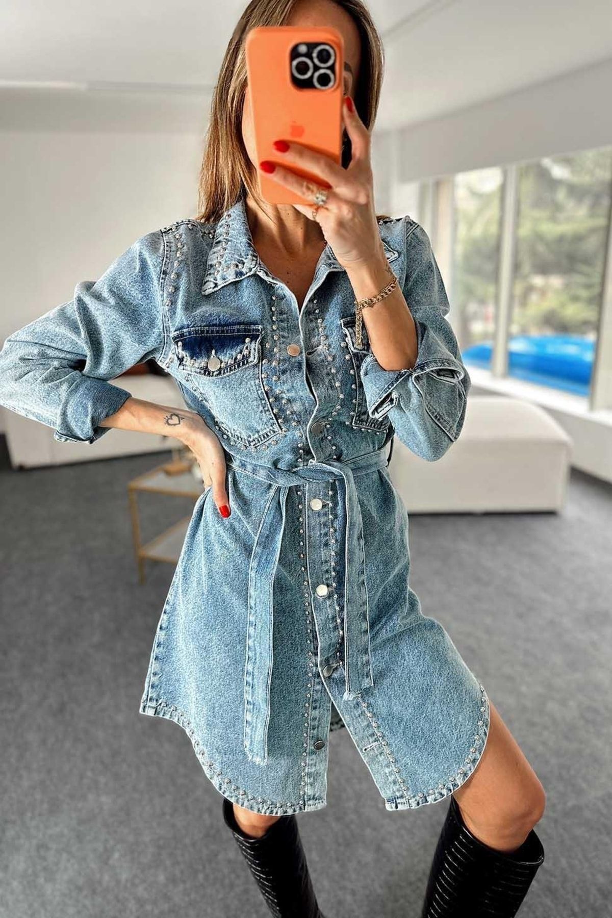 Denim jean shirt dress discount