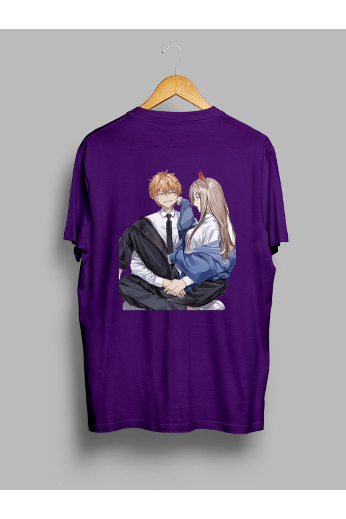 zip moda Oversize Chainsaw Man Power And Denji Design Front Back