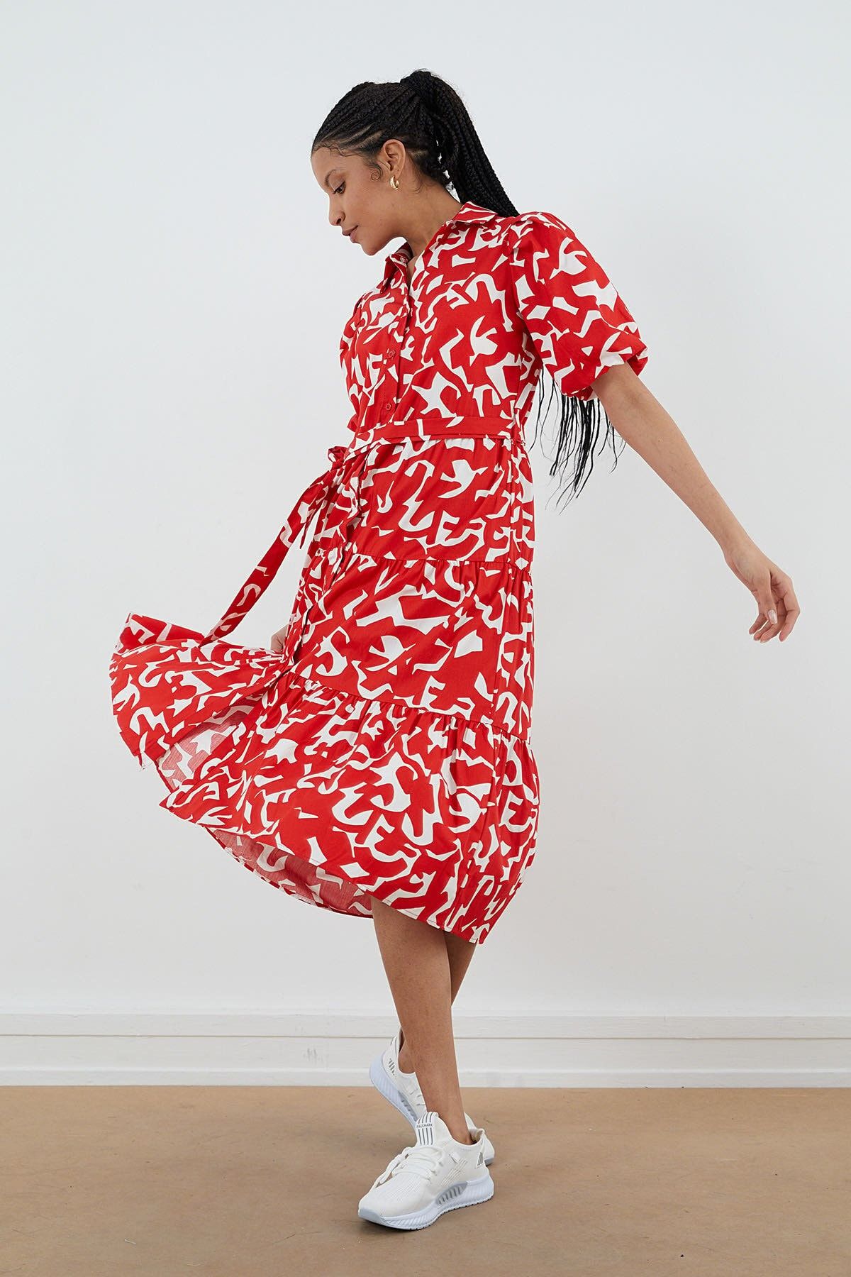 Ghost luella sales red midi dress