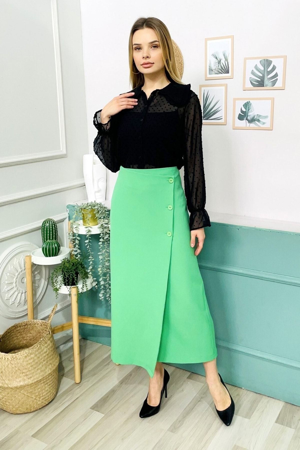 StilOBA Double Breasted Buttoned Long Skirt - Trendyol