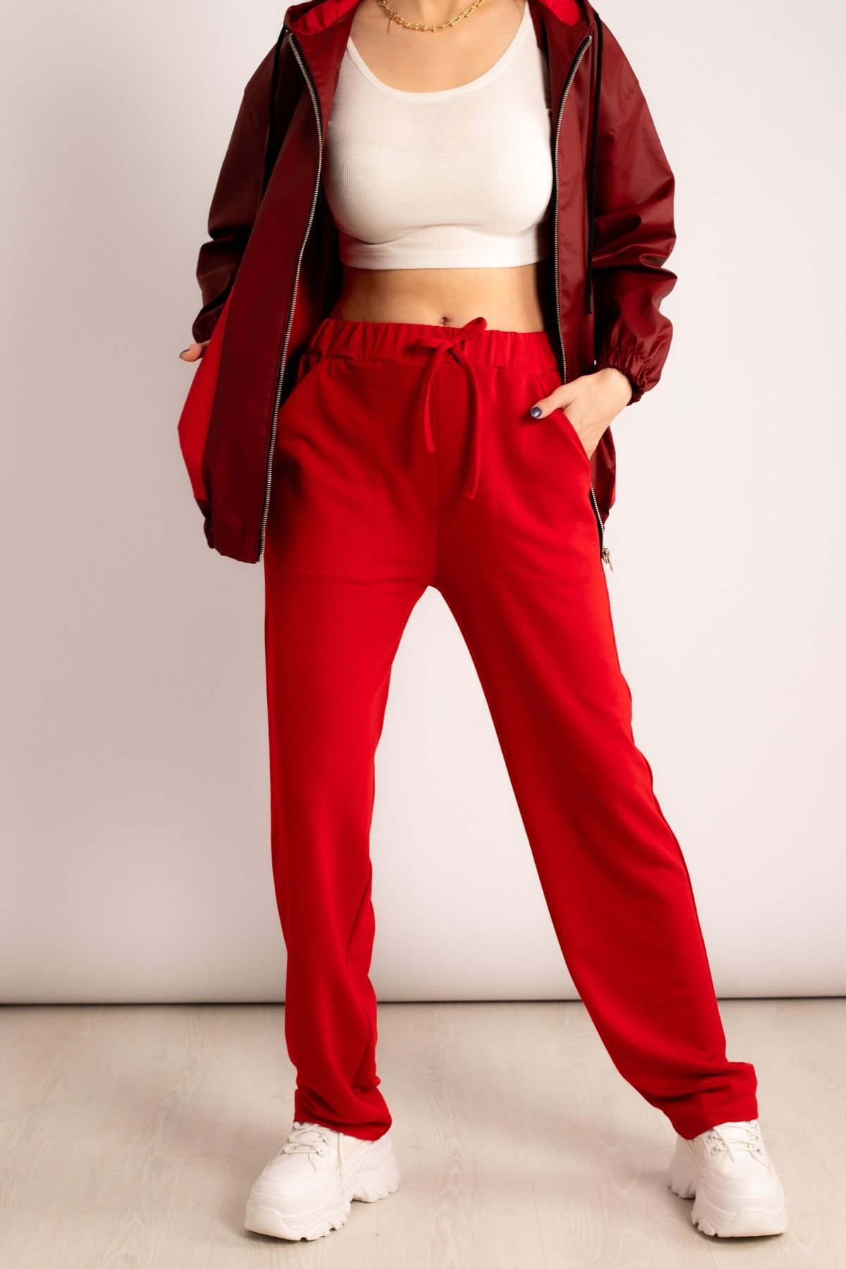 Ladies hotsell red sweatpants