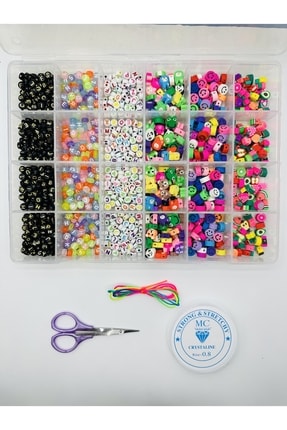 Fimo Figür Boncuk Harf Boncuk Kutulu Takı Yapım Seti 780 Parça Image 0