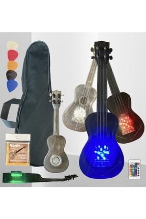 Şeffaf Soprano Uzaktan Kumandalı Ledli Ukulele (ÇOKLU RENK SEÇENEĞİ) (ÇANTA,PENA,TEL) Image 0
