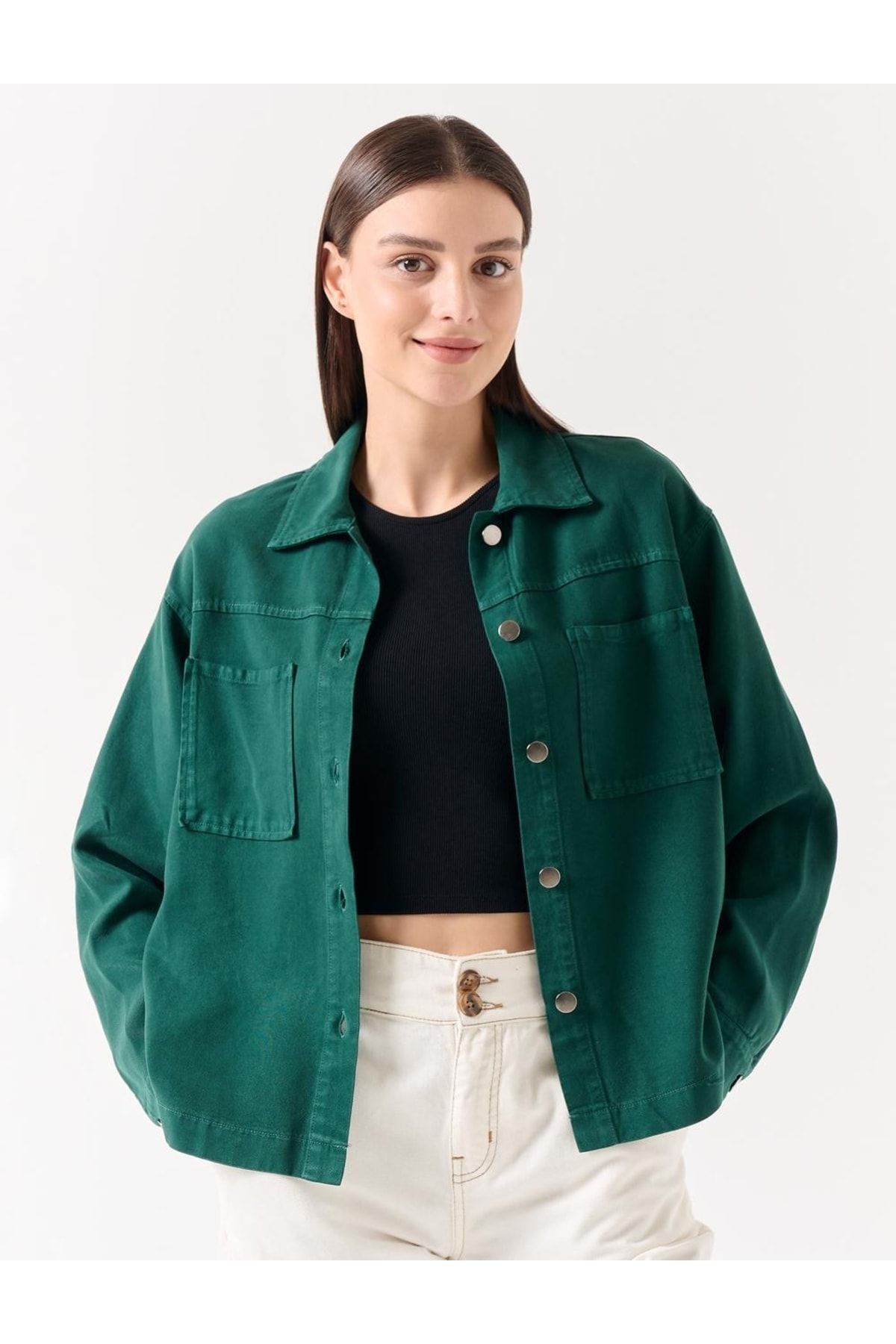 Dark green denim sales jacket womens