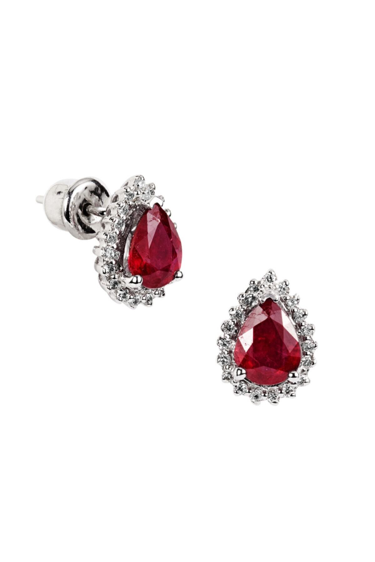 Clavis Jewelry Yakut Taşlı Pırlanta Küpe (ckp0881)