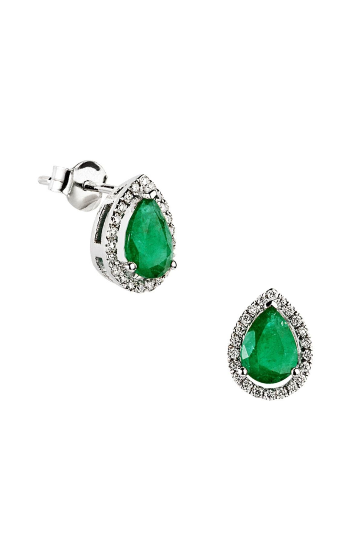 Clavis Jewelry Damla Zümrütlü Pırlanta Küpe (ckp0842)