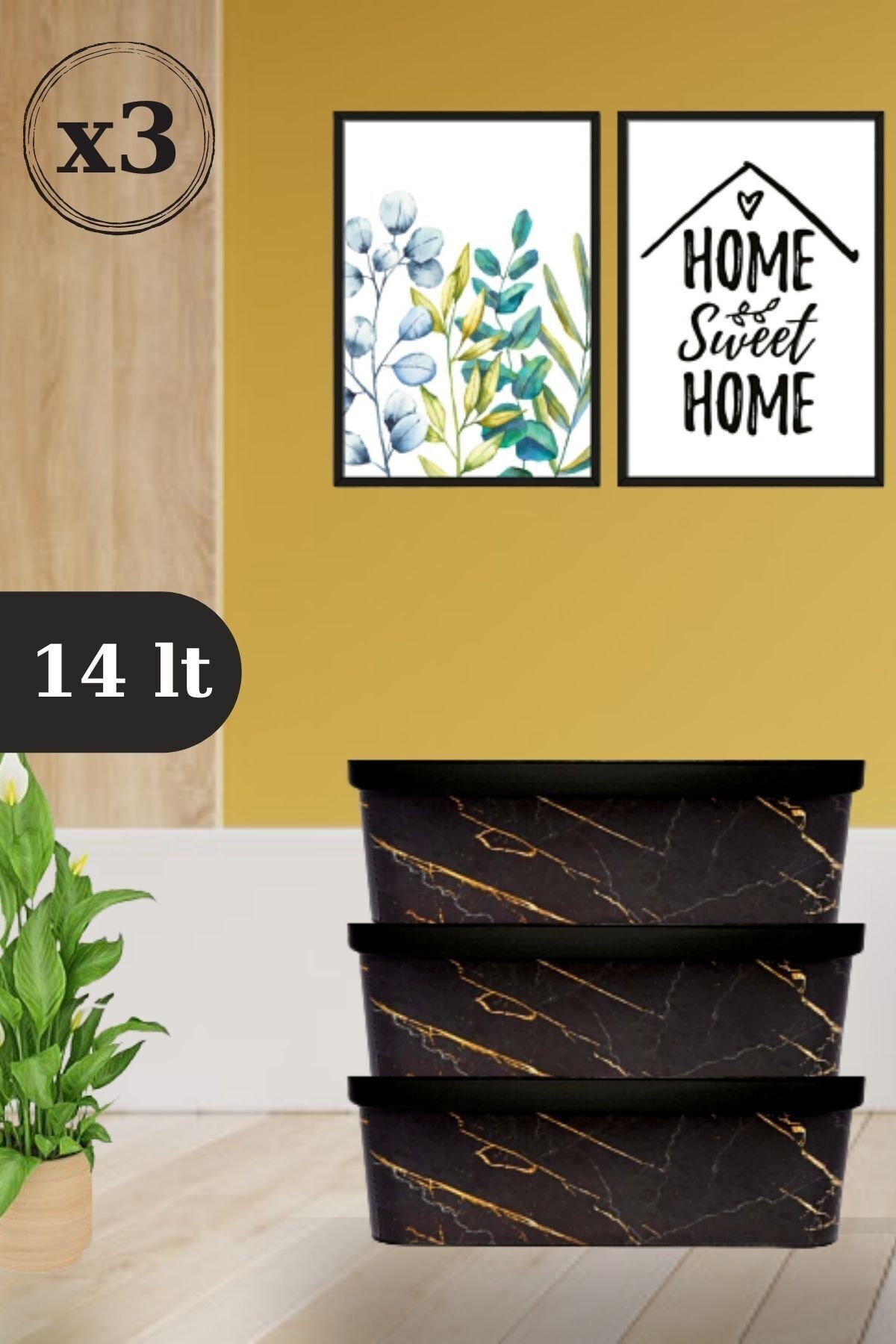 Nandy Home Düzenleyici Kapaklı Saklama Kutusu 3'lü Set 14 Lt