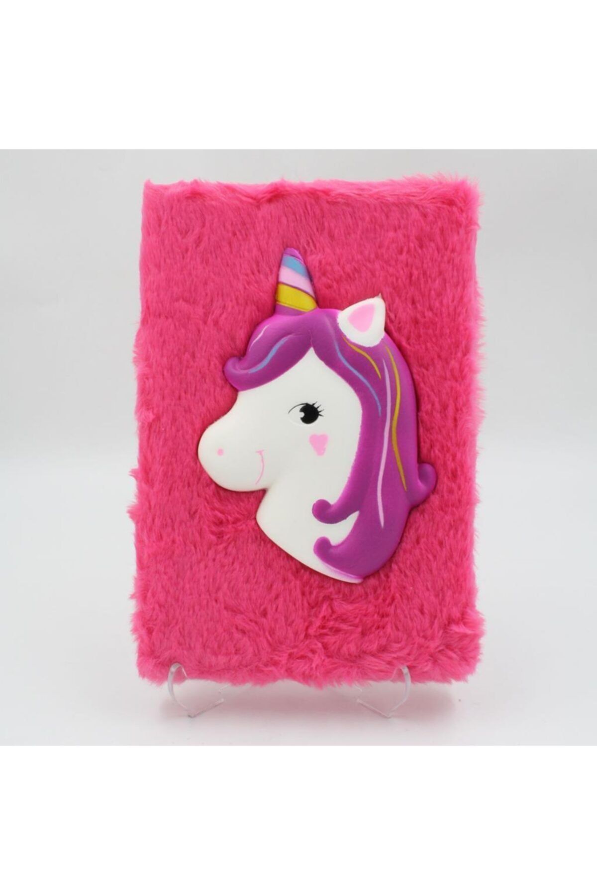 buradanaldım Fuşya Unicorn Squishy Tüylü Kabartmalı Sukuşi Defter