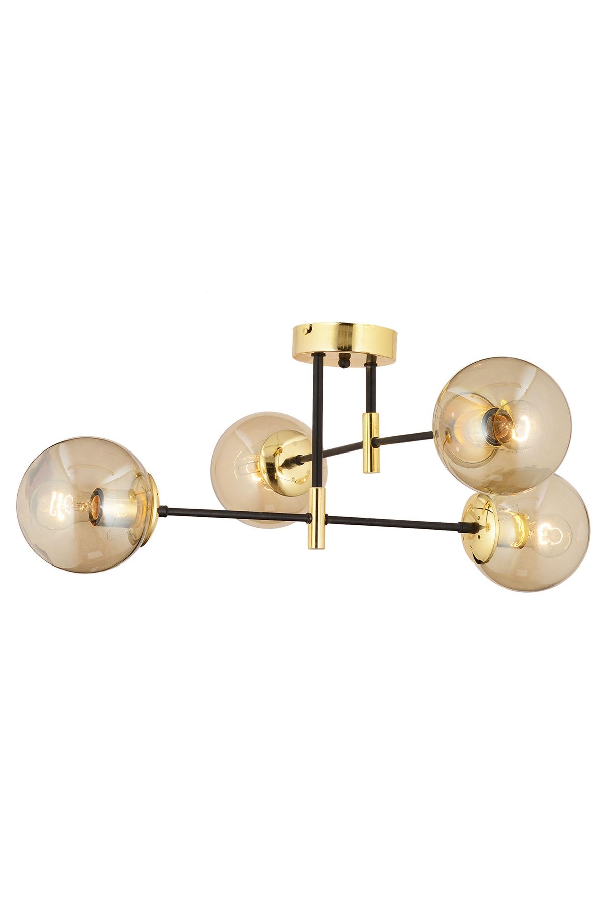 Apliqa Maral 4lü Siyah Gold Bal Camlı Avize