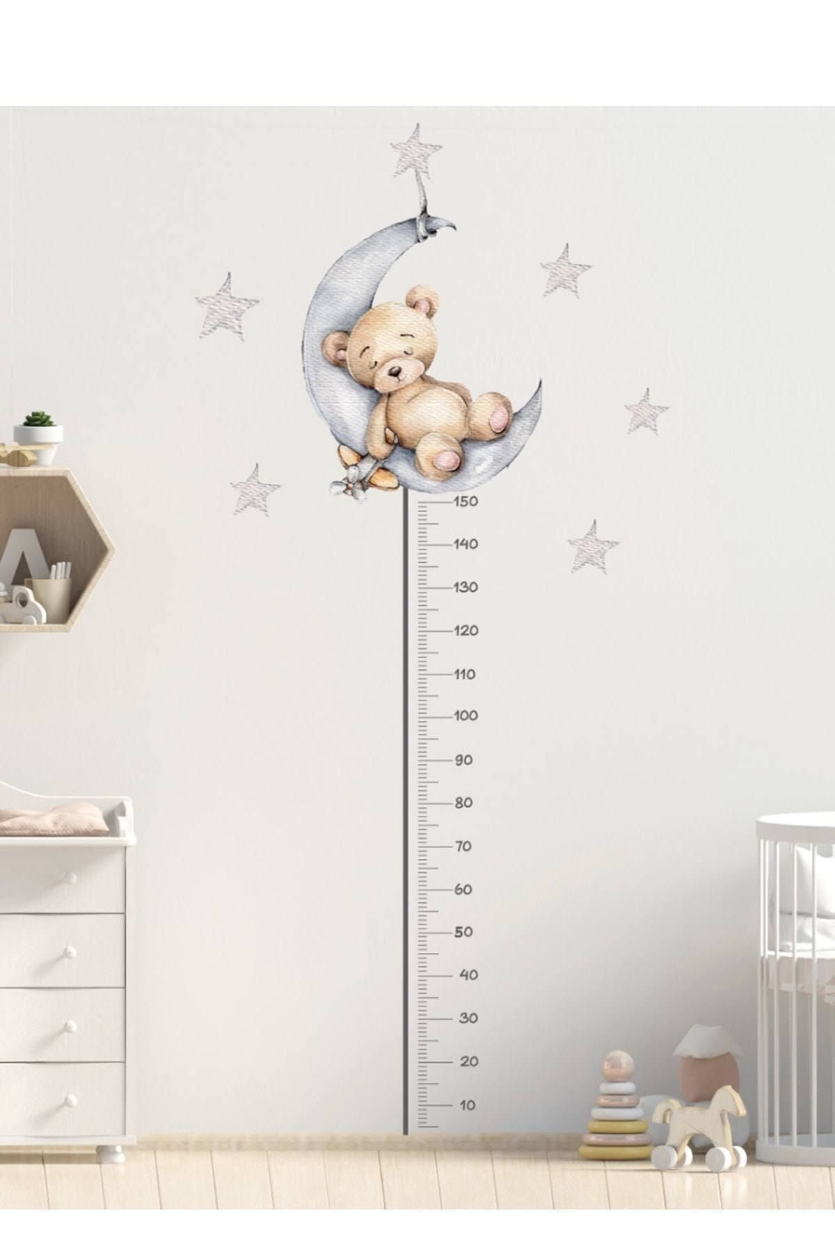 KT Decor Sevimli Uykucu Ayıcık Boy Ölçer Duvar Sticker