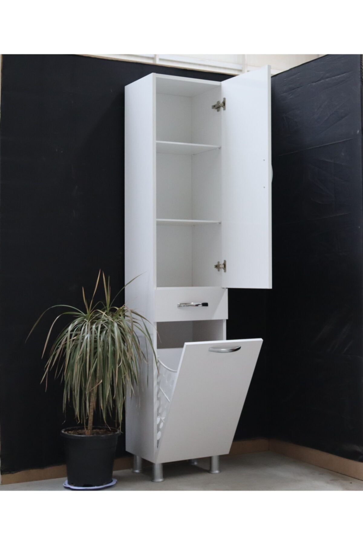 ÖZCEDEN Boy Dolabı Sepetli 30 Cm Mdf Banyo