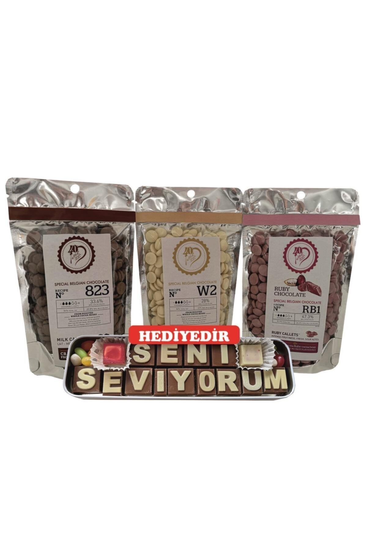 Callebaut Sütlü Çikolata 200 gr Beyaz Çikolata 200 gr Ruby Çikolata 200 gr