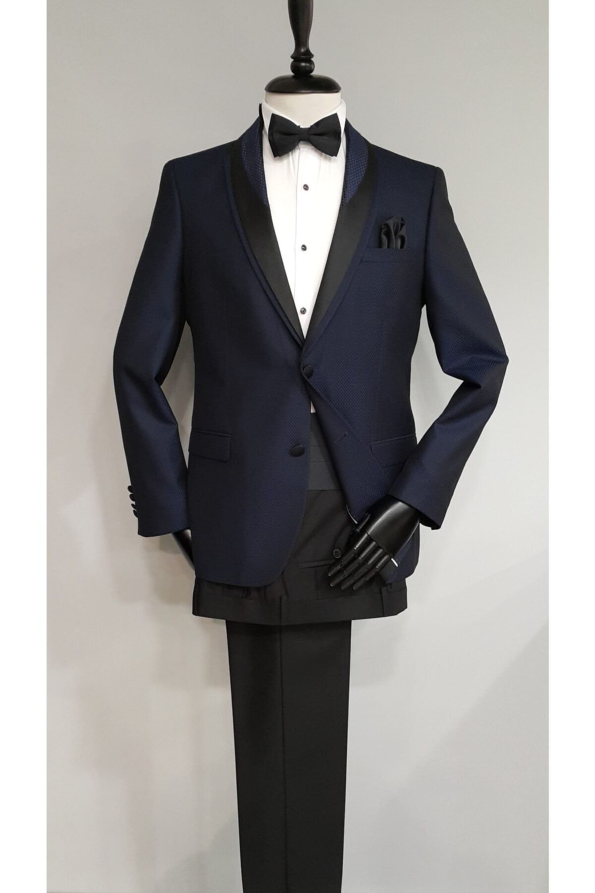 COMİENZO Erkek Lacivert Slim Fit Mono Yaka Kombinli Damatlık Takım Elbise