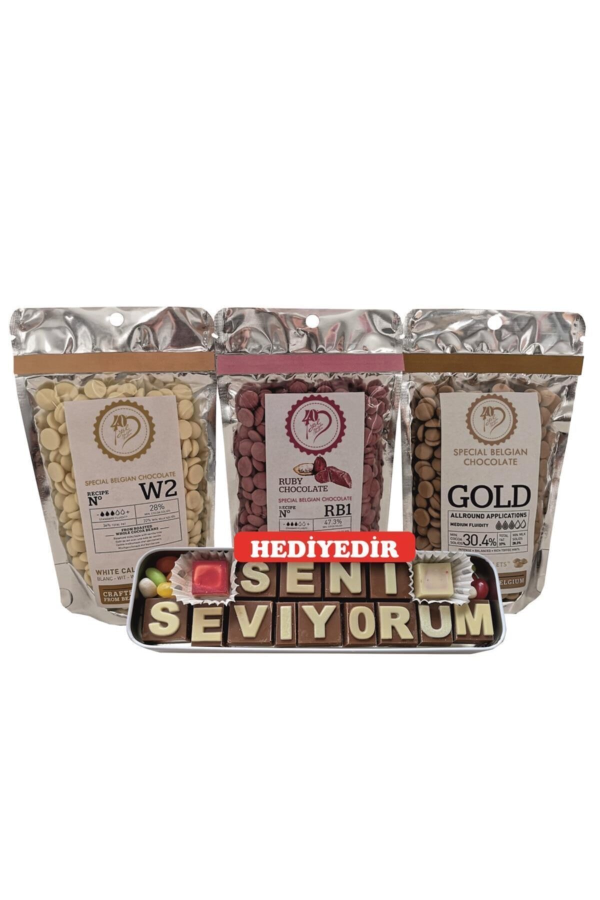 Callebaut Beyaz Çikolata 200 gr Ruby Çikolata 200 gr Karamelli Çikolata 200 gr