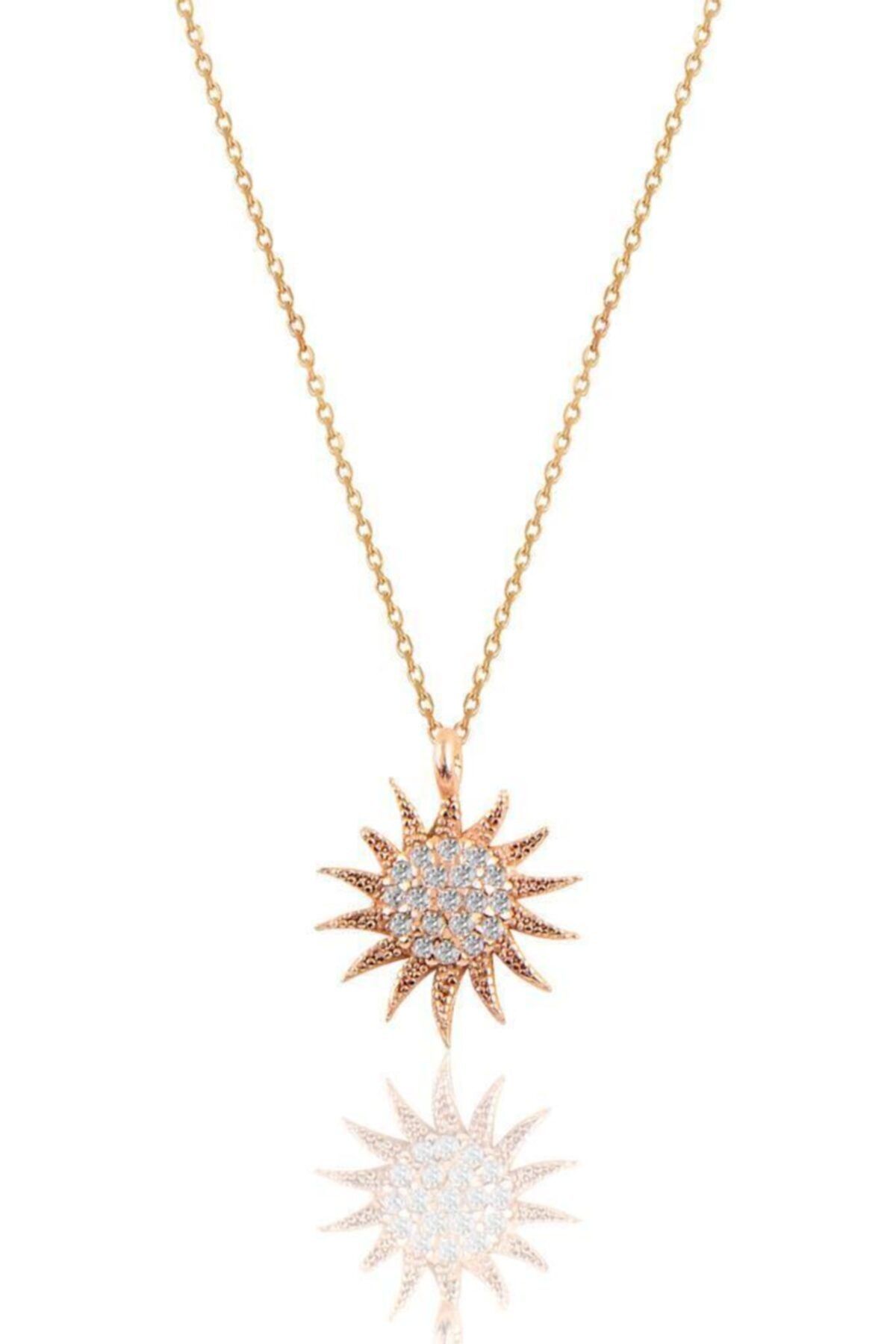 Söğütlü Silver Gümüş Rose Güneş Kolye