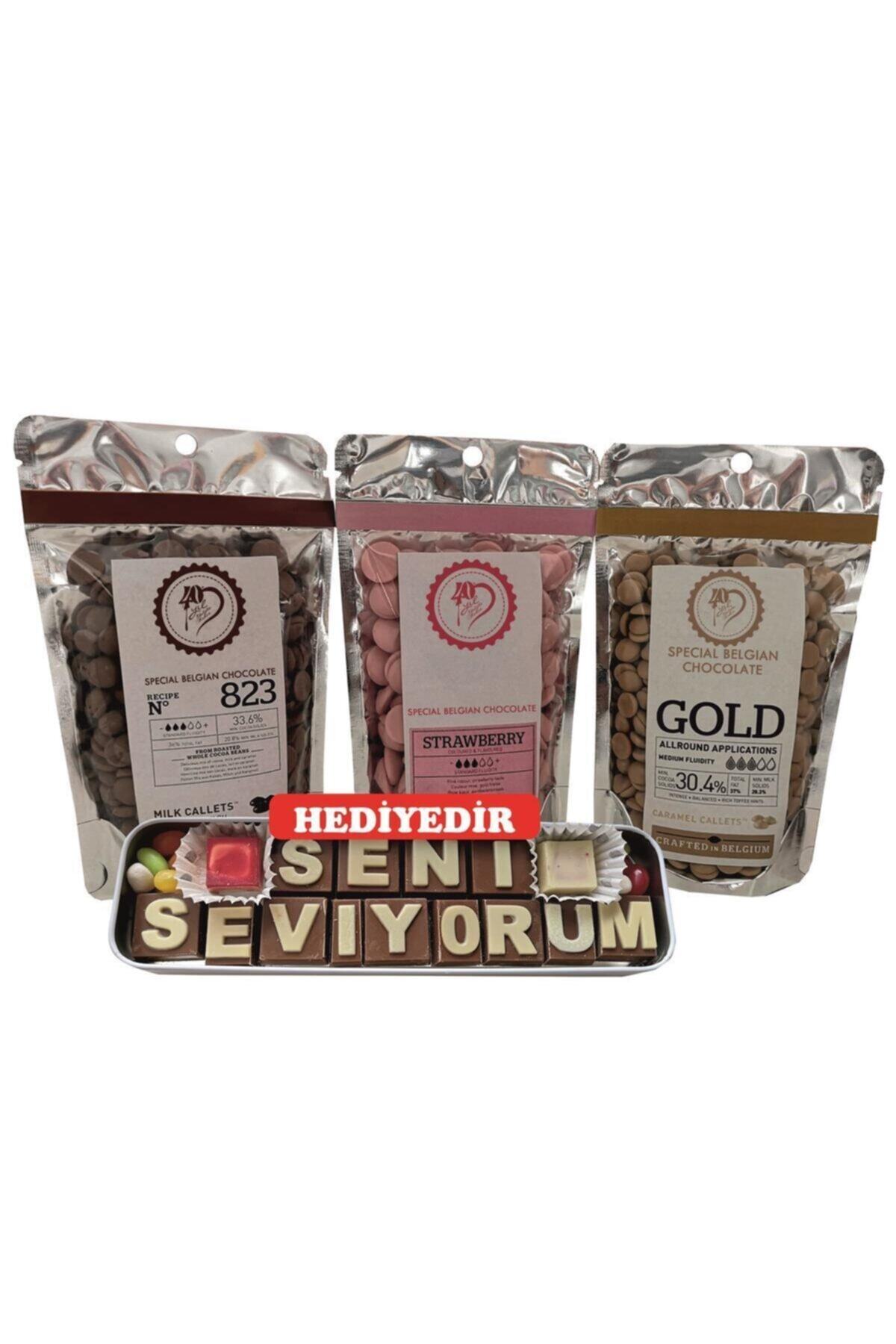 Callebaut Sütlü Çikolata 200 gr Çilekli Çikolata 200 gr Karamelli Çikolata 200 gr
