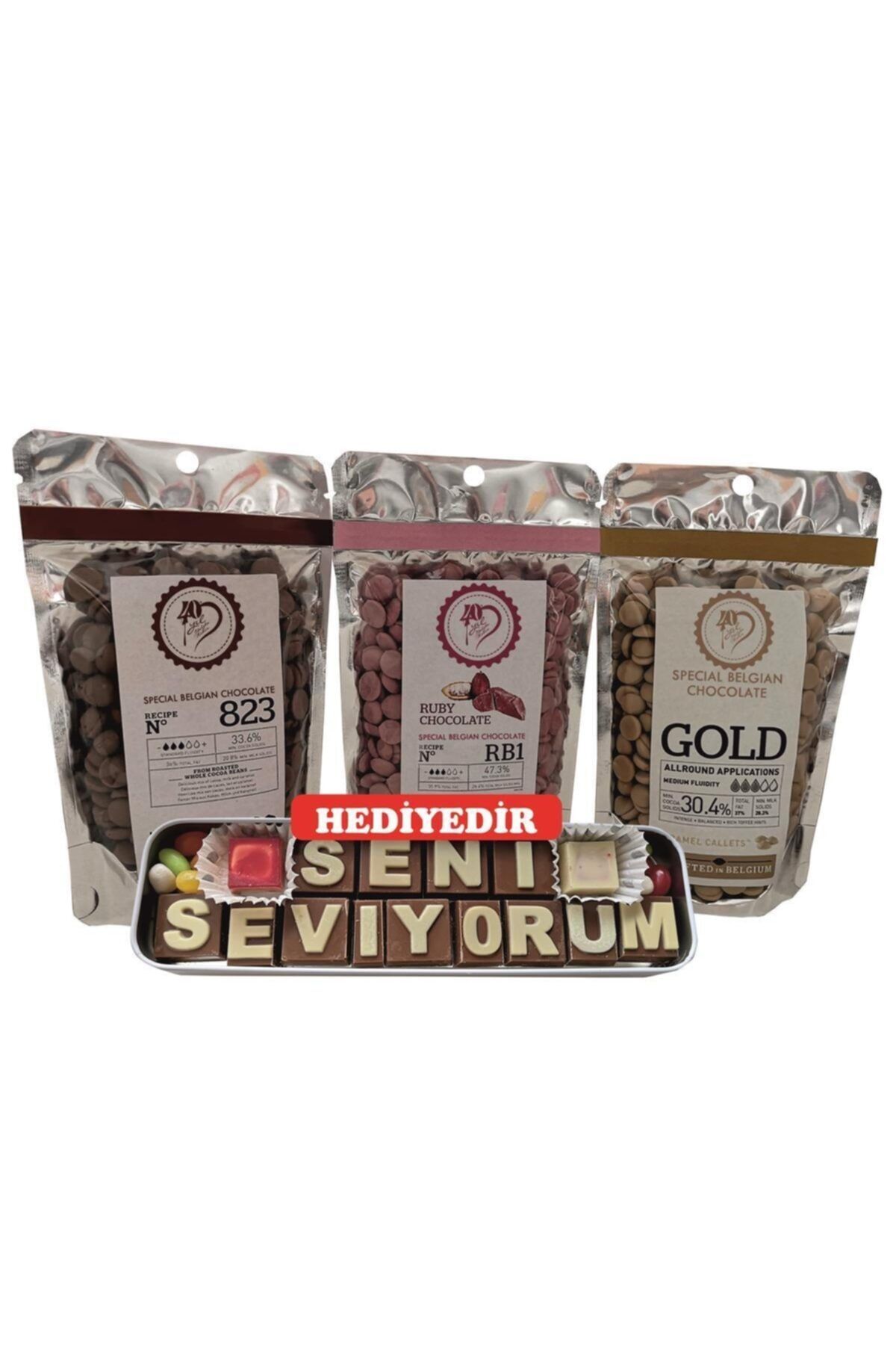 Callebaut Sütlü Çikolata 200 gr Ruby Çikolata 200 gr Karamelli Çikolata 200 gr