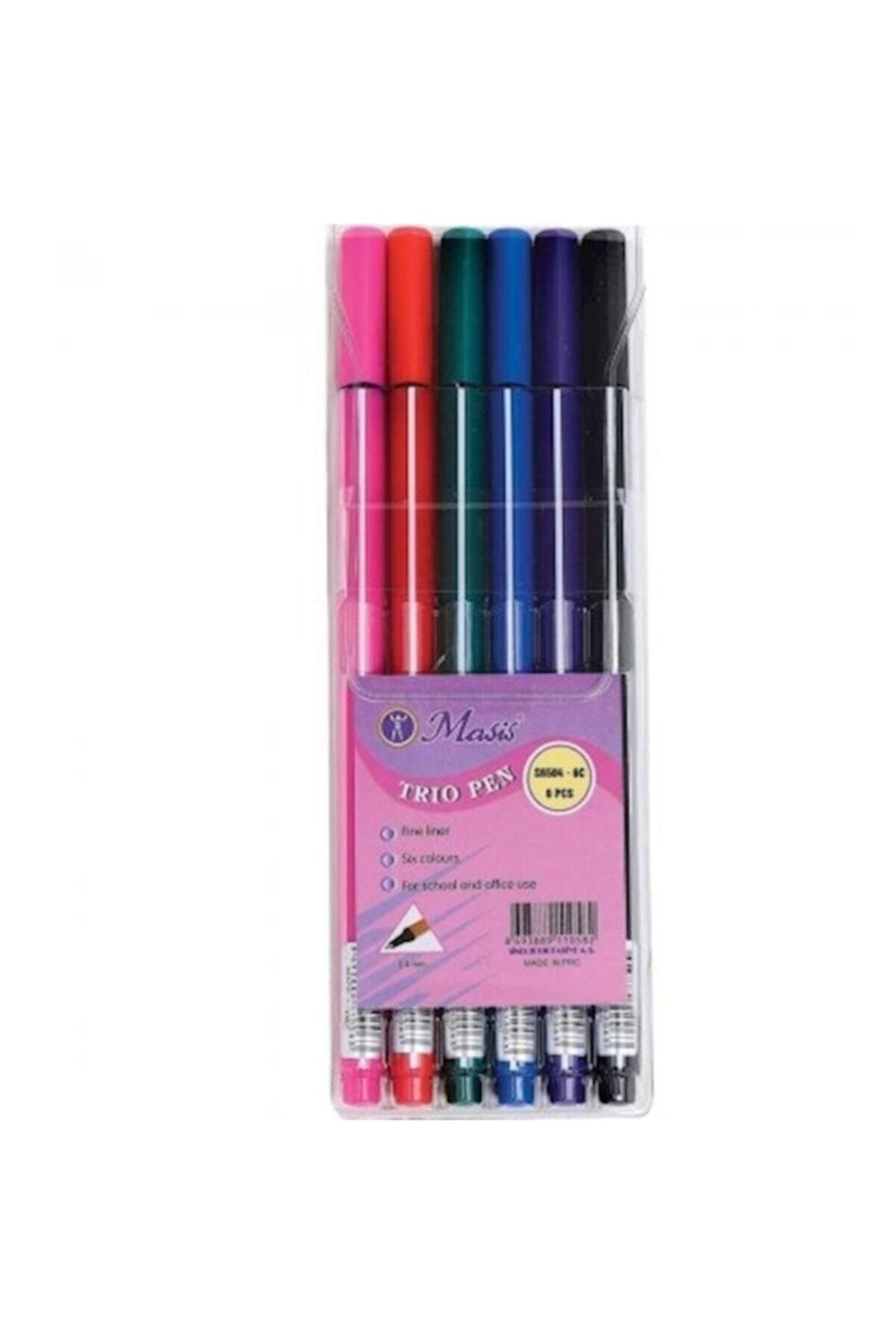 Masis Trio Pen Üçgen Ince Uçlu Keçeli Kalem - 6 Renk Kampanyalı