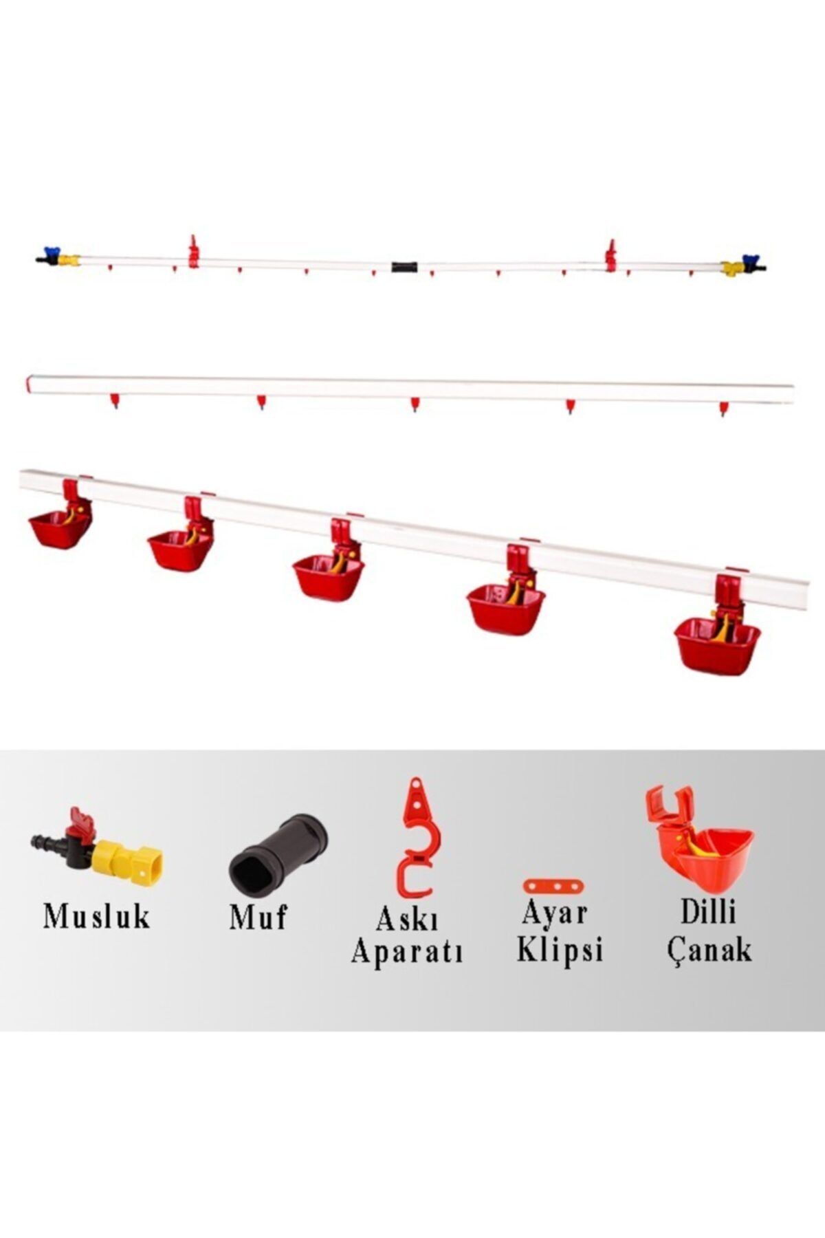 mutlu tavukçuluk Nipel Suluk Sistemi 30 Metre Hat Dilli Çanaklı