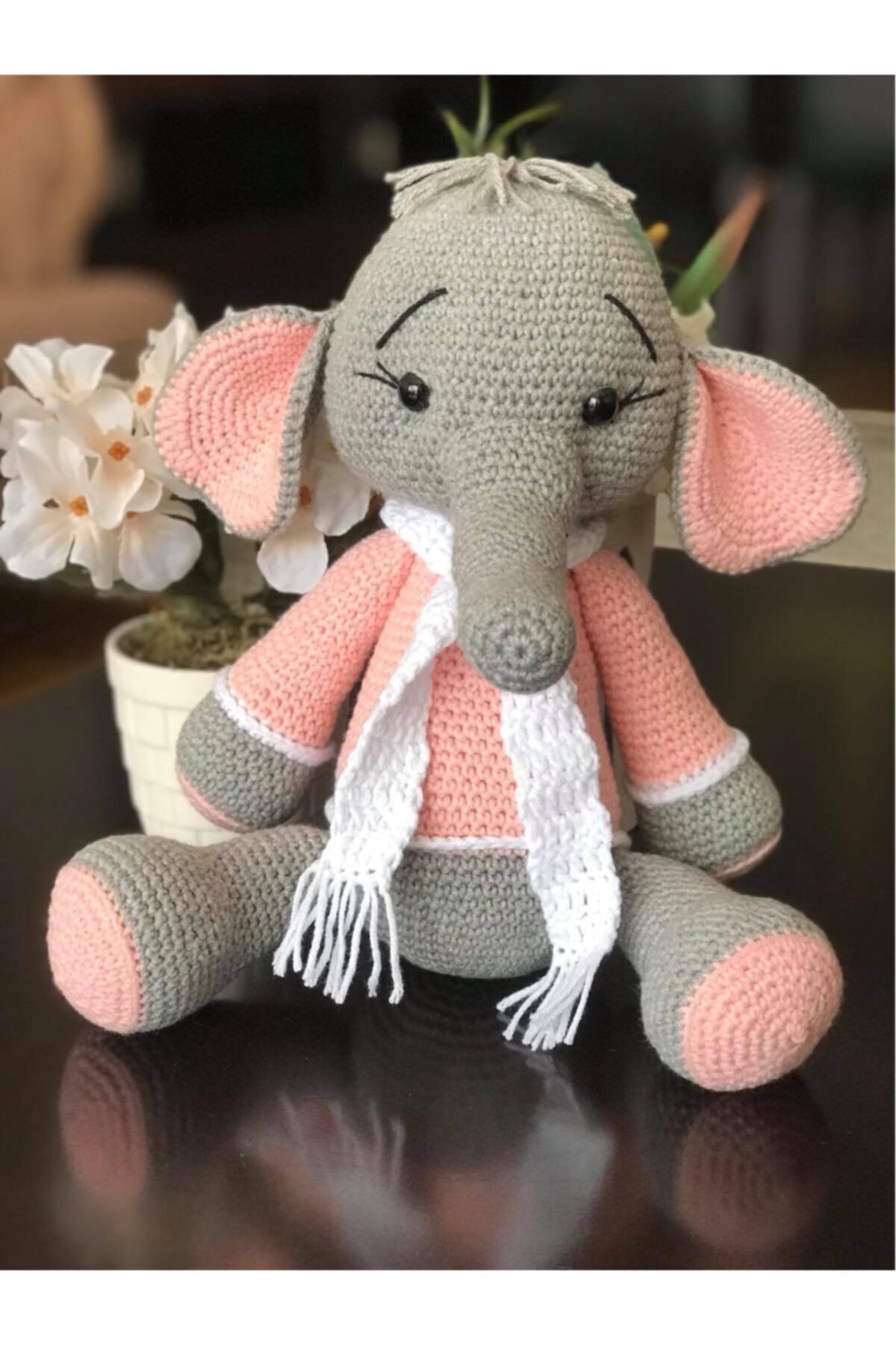 Almila Store Oyuncak Fil Antibakteriyel Organik Amigurumi Uyku Arkadaşı