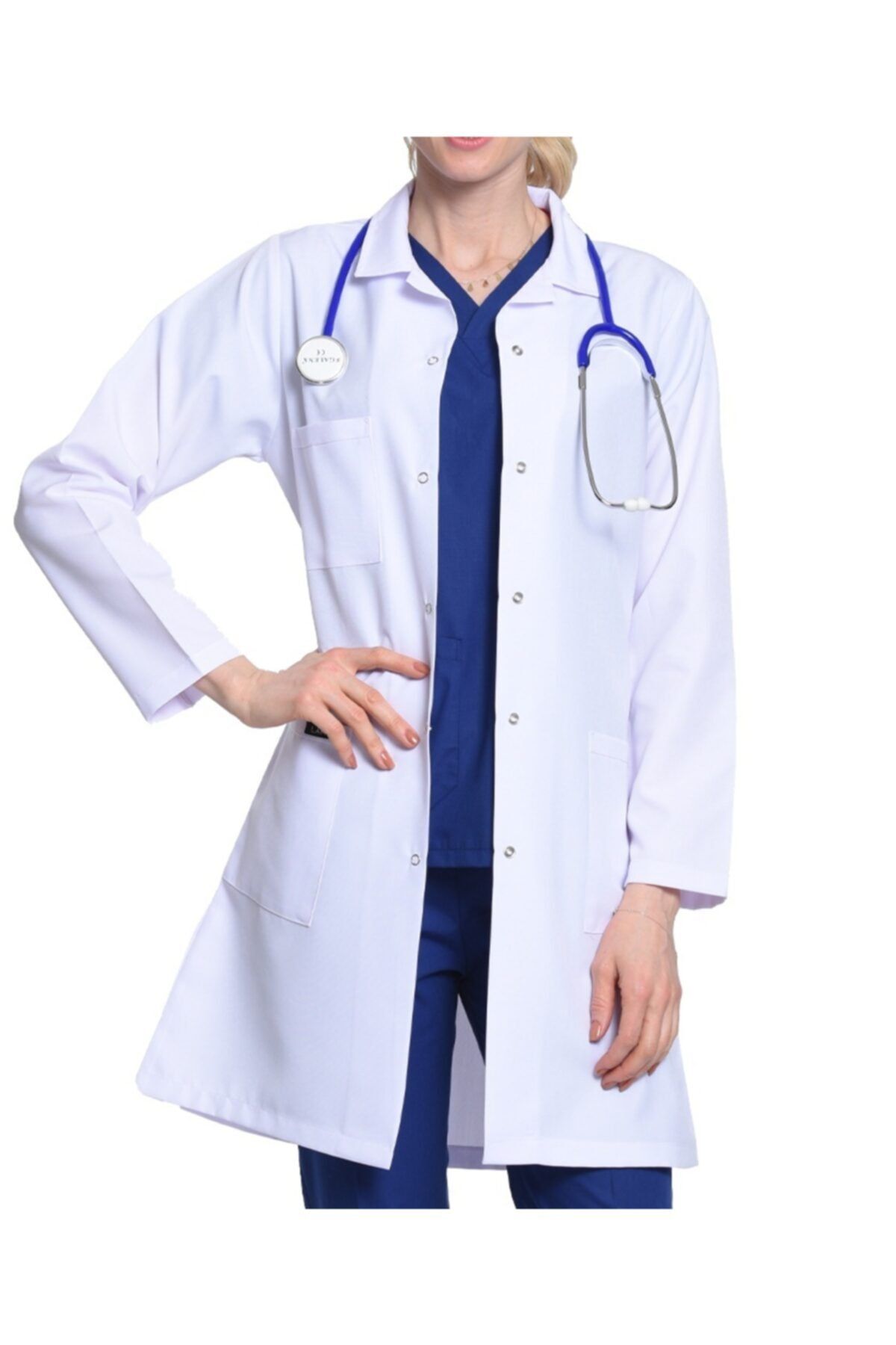 Görkem Tıbbi Maske Doktor Önlüğü Beyaz Alpaka Kumaş