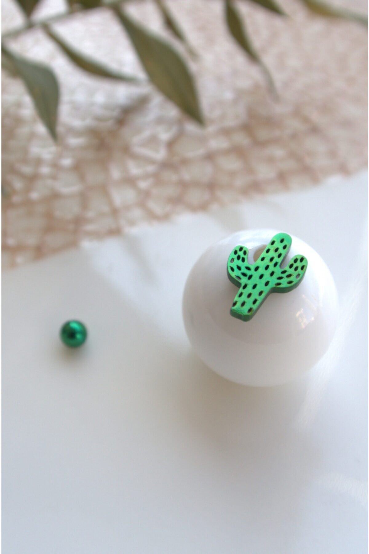 Yoisho Accessories Lazer Kesim Kaktüs Figürlü Cerrahi Çelik Piercing