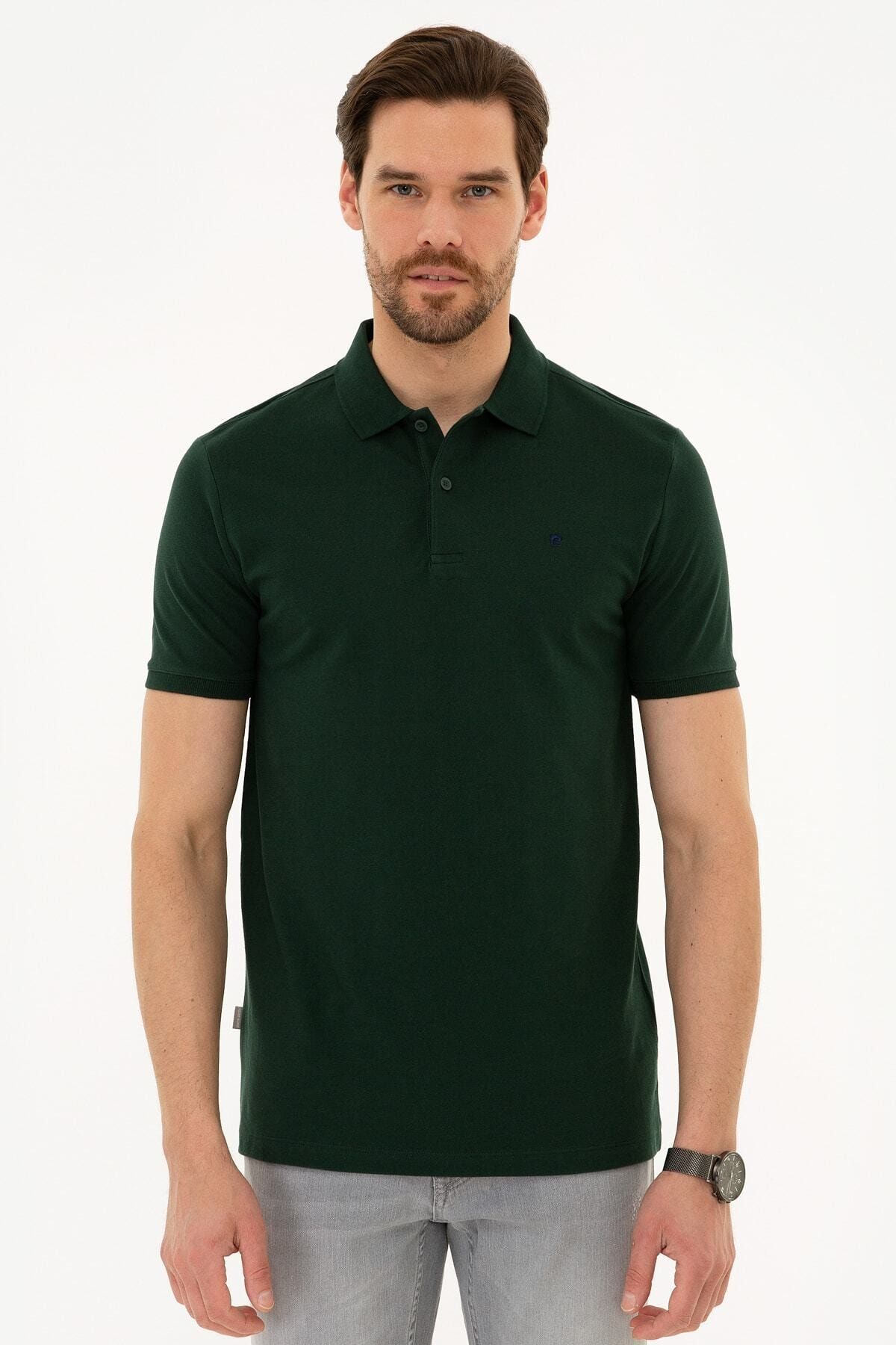Erkek Koyu Yeşil Slim Fit Polo Yaka T-Shirt