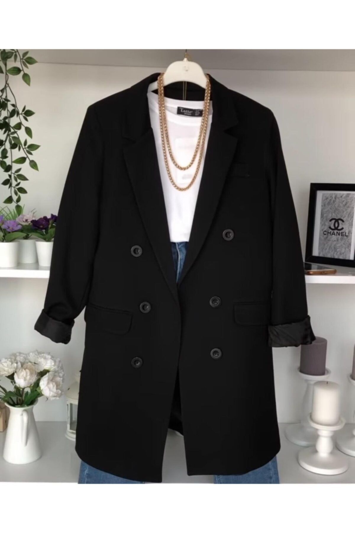MODAFUAR Kadın Siyah Blazer Ceket
