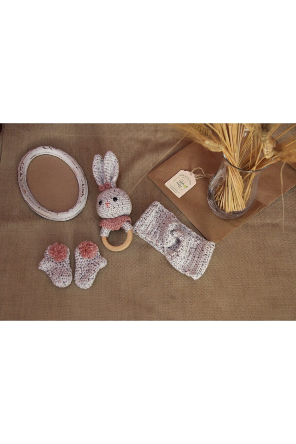 babylimebutik Çıngırak Amigurumi Organik Çıngırak Bandana Patik Takım