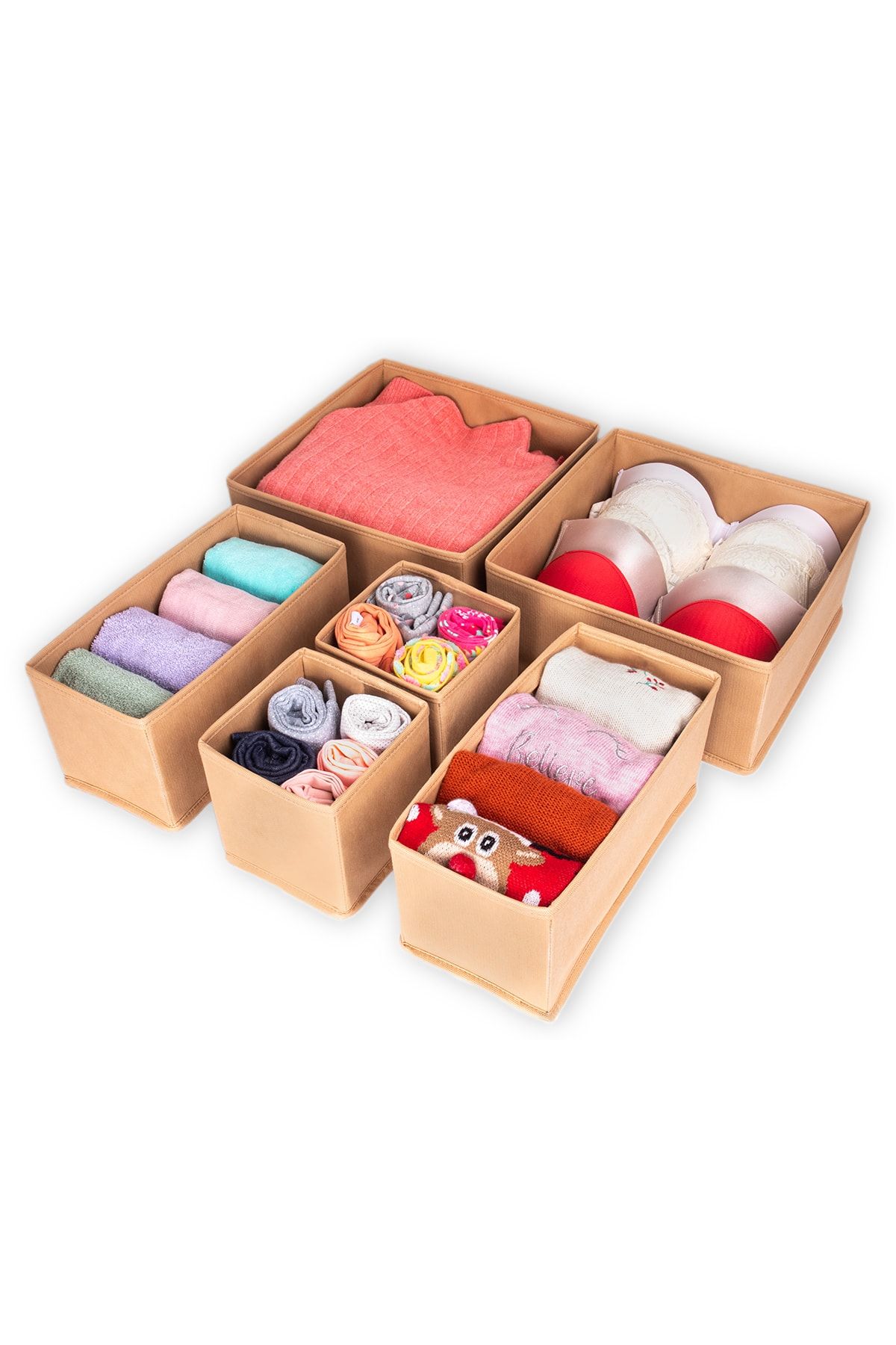 Rek Home 6'lı Bej Çekmece Içi Düzenleyici Organizer Set