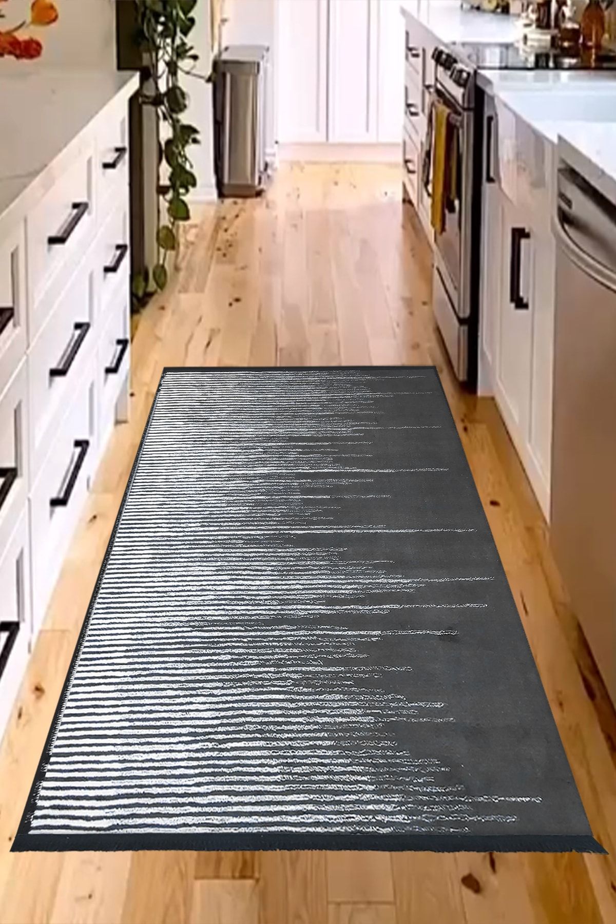 Osso Halı Osso Bakon Yıkanabilir Gri Beyaz Bohem Iskandinav Mutfak Kilim Halı Bk07