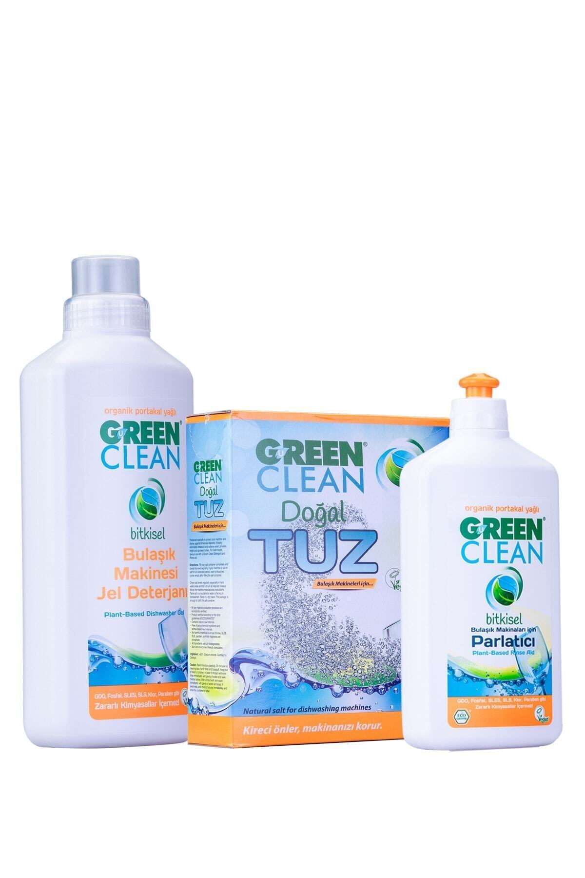 Green Clean Bulaşık Makinesi Jel Deterjan 1 lt Tuz 1,5 kg Parlatıcı 500 ml 3'lü Set