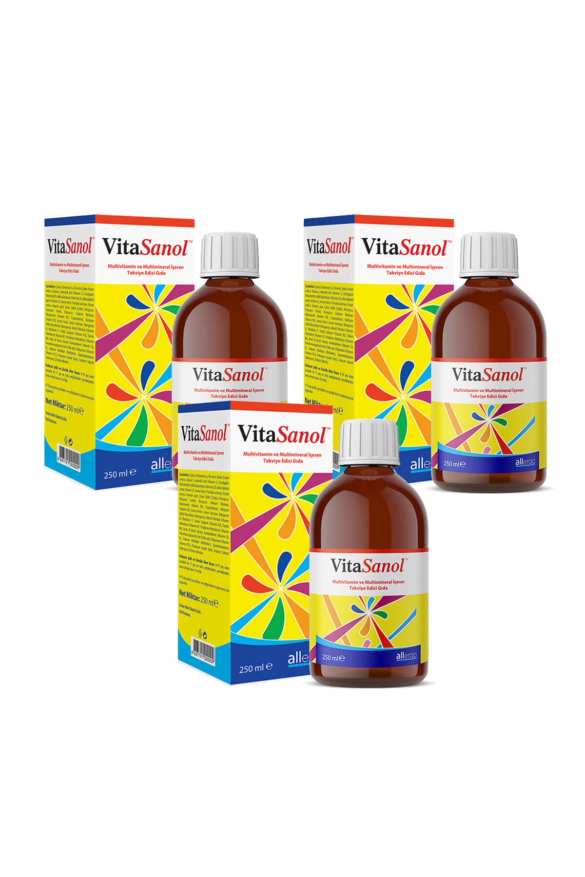 Allergo Vitasanol Multivitamin Şurup 250 ml x 3 Adet