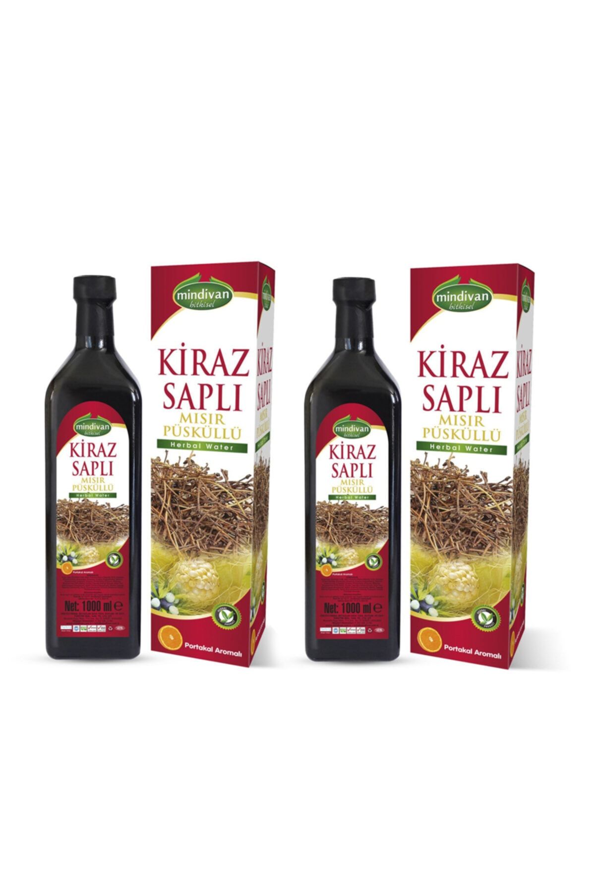 Mindivan Kiraz Sapı Mısır Püskülü Detox Suyu 1l (diet) X 2 Adet