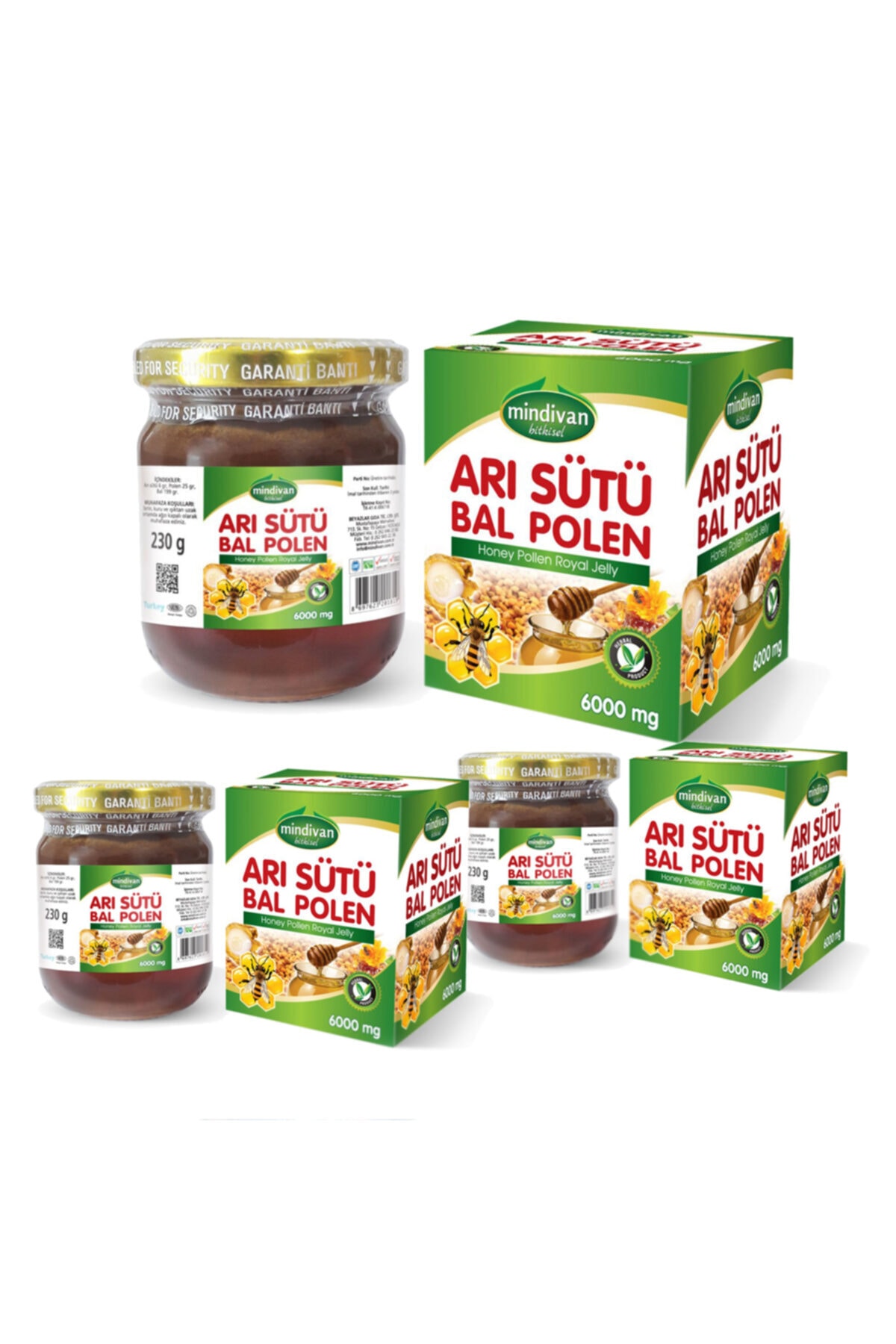 Mindivan Arı Sütü Bal Polen (normal) X 3 Adet