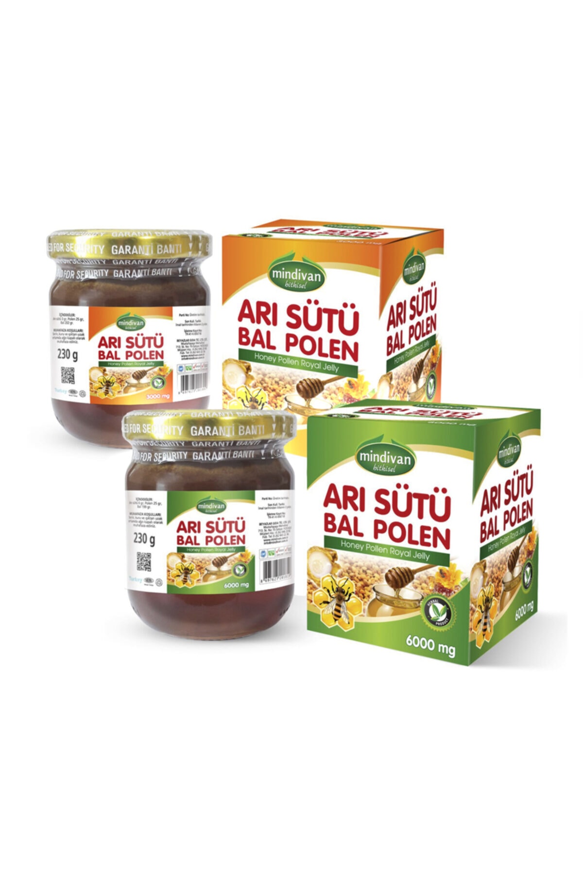 Mindivan Arı Sütü Bal Polen Yetişkin ve Bebek