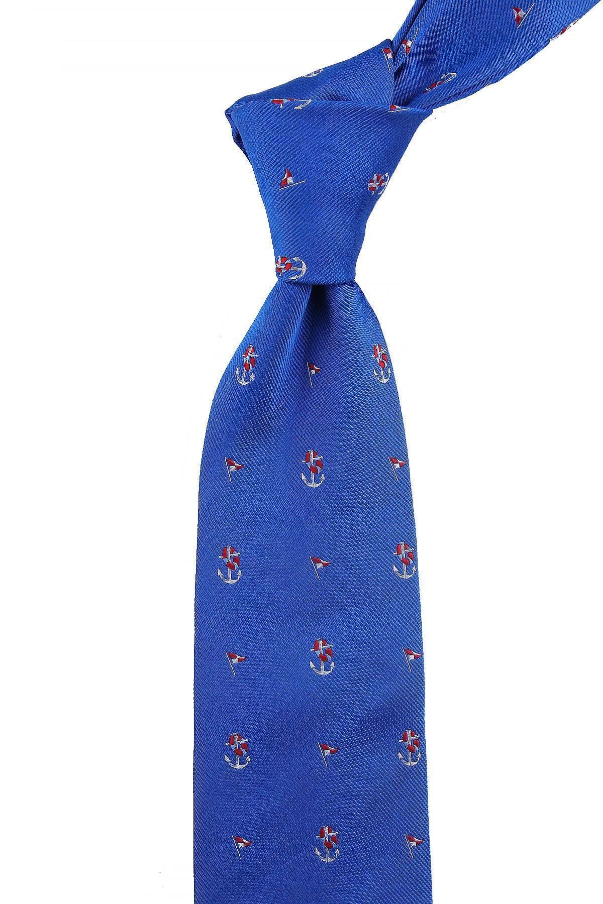 Kravatkolik Tomaso Style Mavi Motif Desen Italyan Ipek Kravat Ik651
