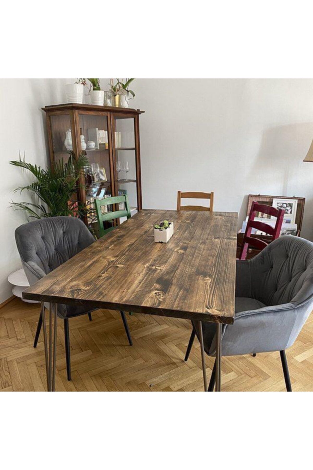 vioys Ahşap Doğal Masif Yemek,salon Masası 180*75 Cm