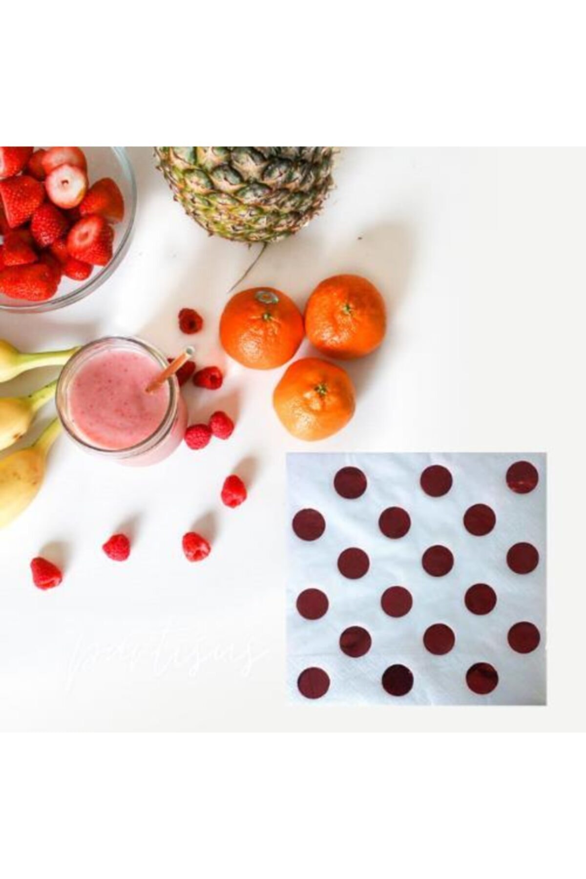 partisüs Parlak Kırmızı Puanlı Peçete Varak Baskılı