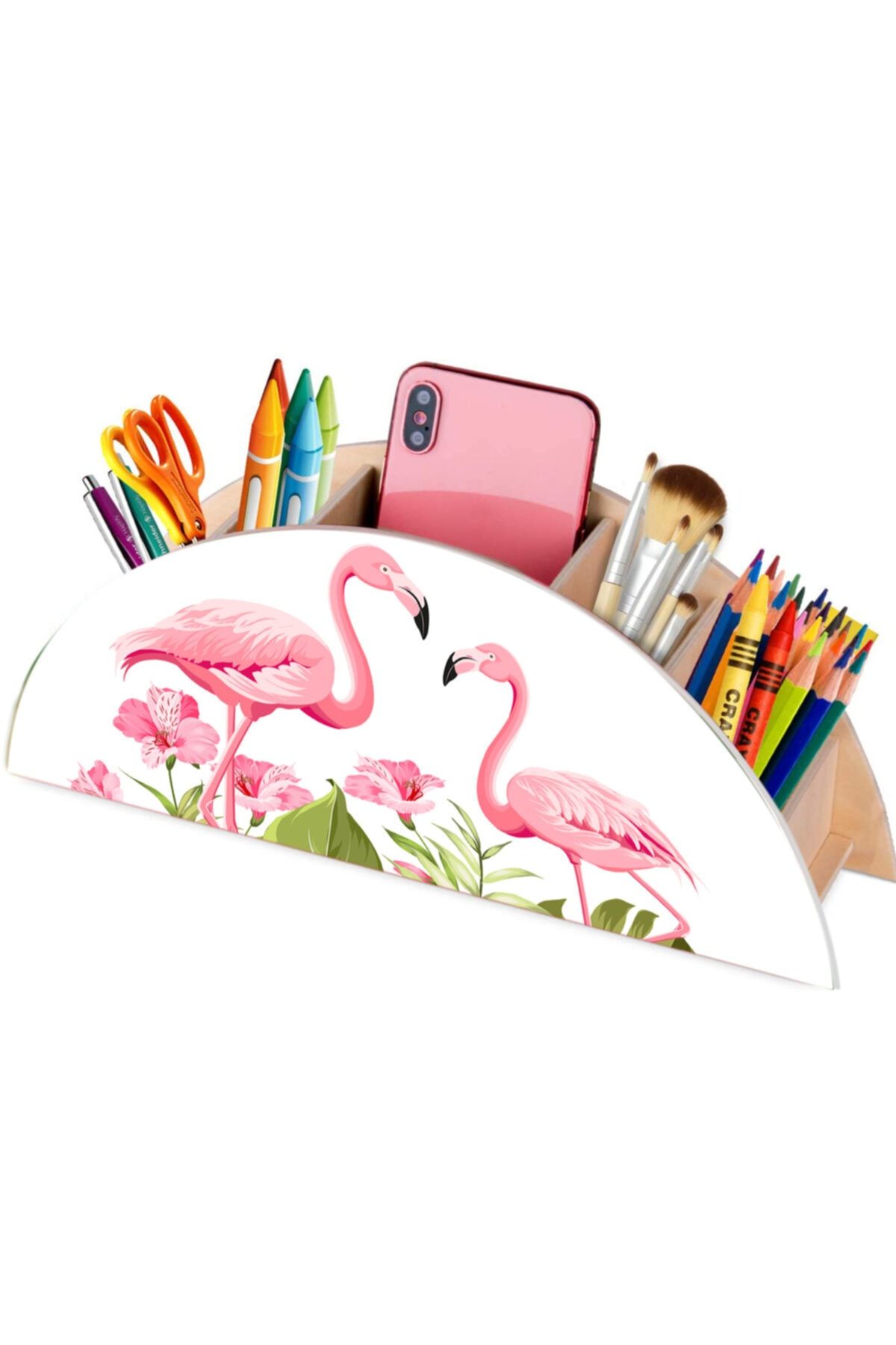 Akıllı Karınca Ahşap Flamingo Masaüstü Kalemlik Kalem Kutusu Organizer