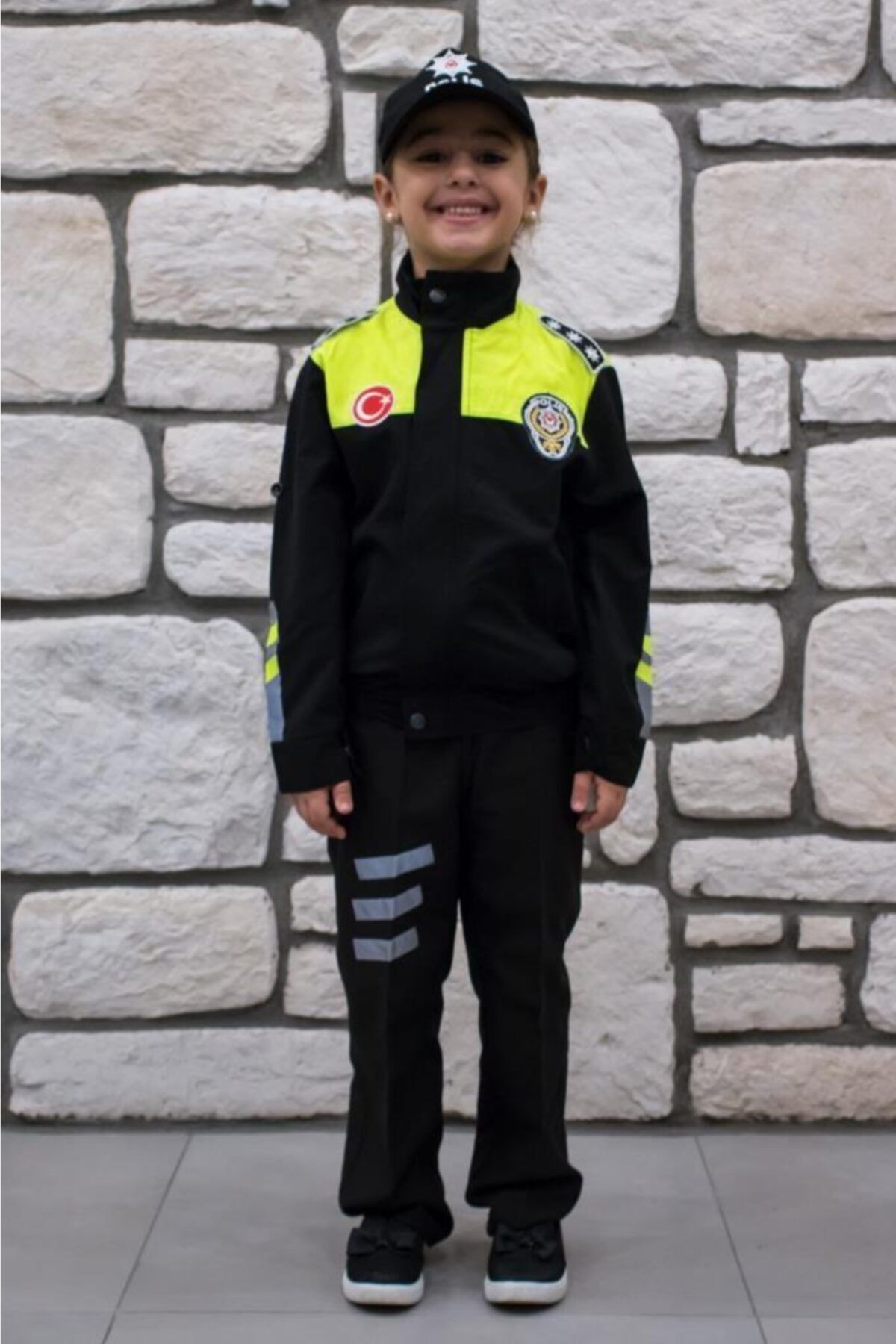Sevimli Kids Unisex Çocuk Siyah Trafik Polisi Kostümü