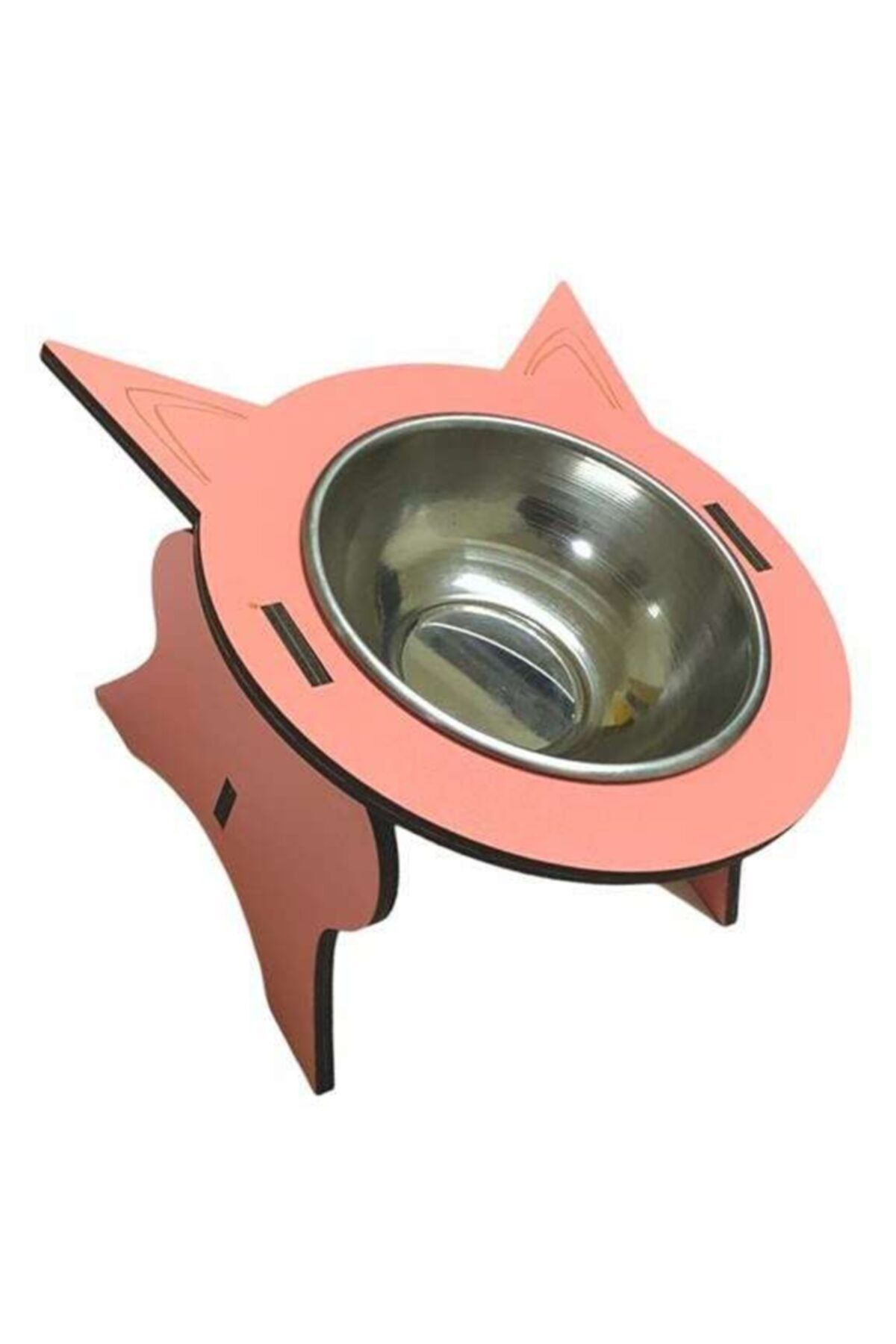 BEST TASARIM ATÖLYESİ Kedi Tekli Mama Kabı 6mm Mdf (pembe)