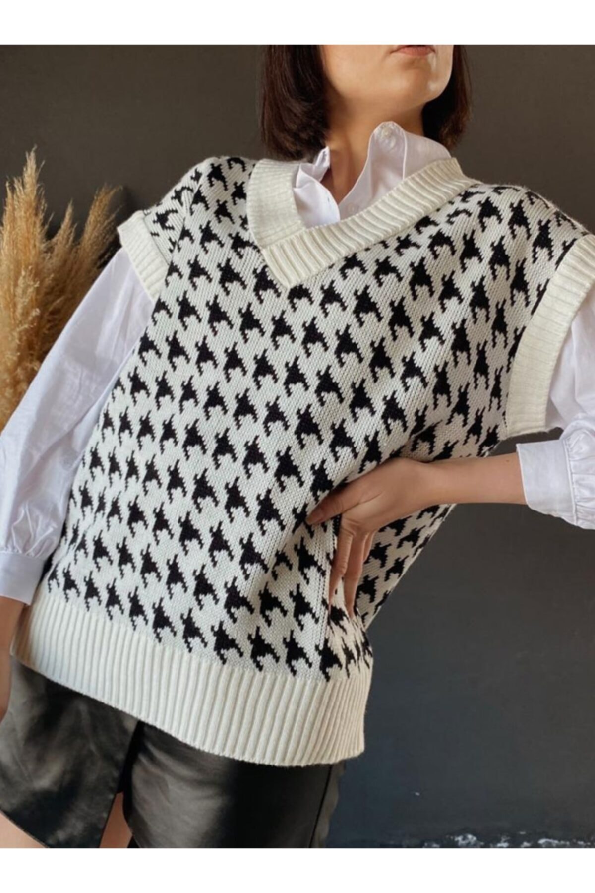 CEREN KABAS Kadın Siyah Kaz Ayaklı Süveter