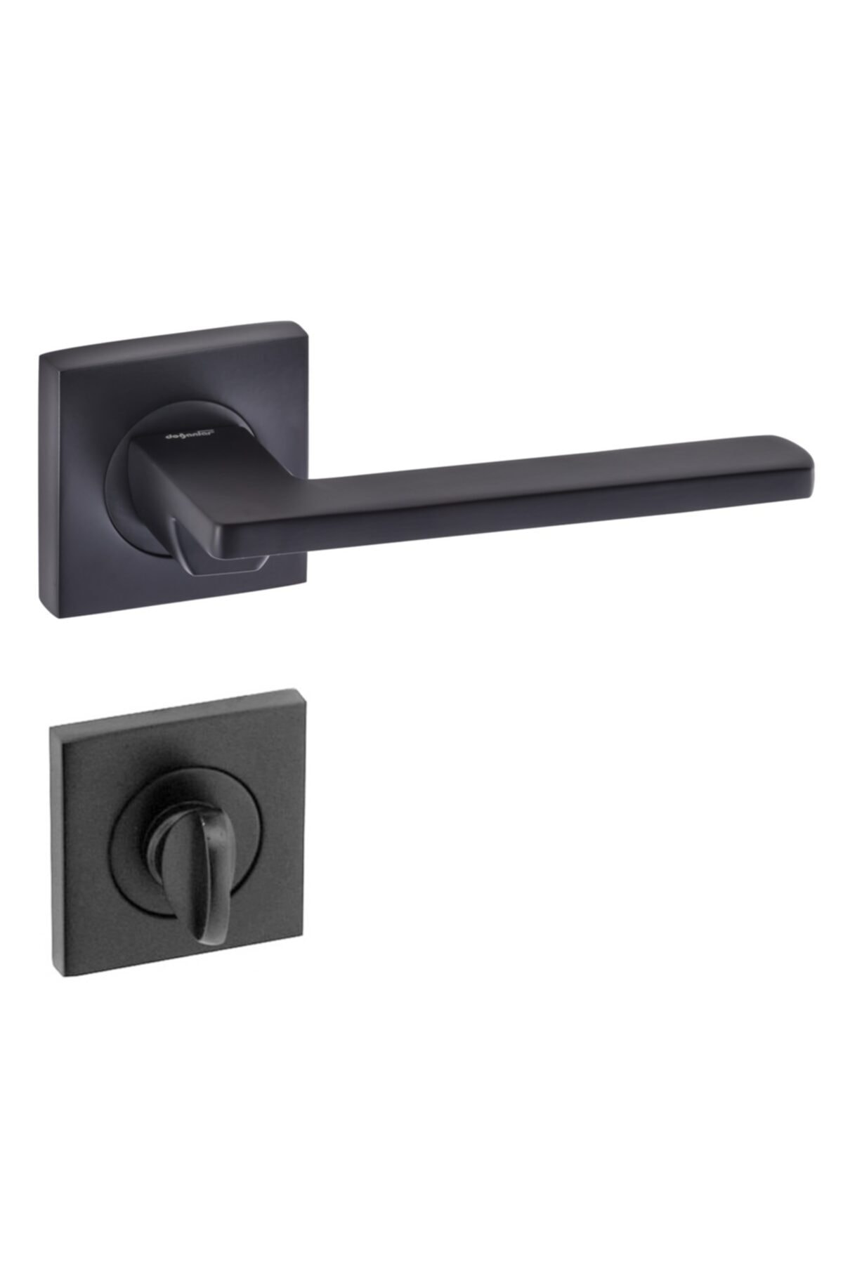 EYM Doğanlar Pera Mat Siyah Kare Rozetli Kapı Kolu Wc