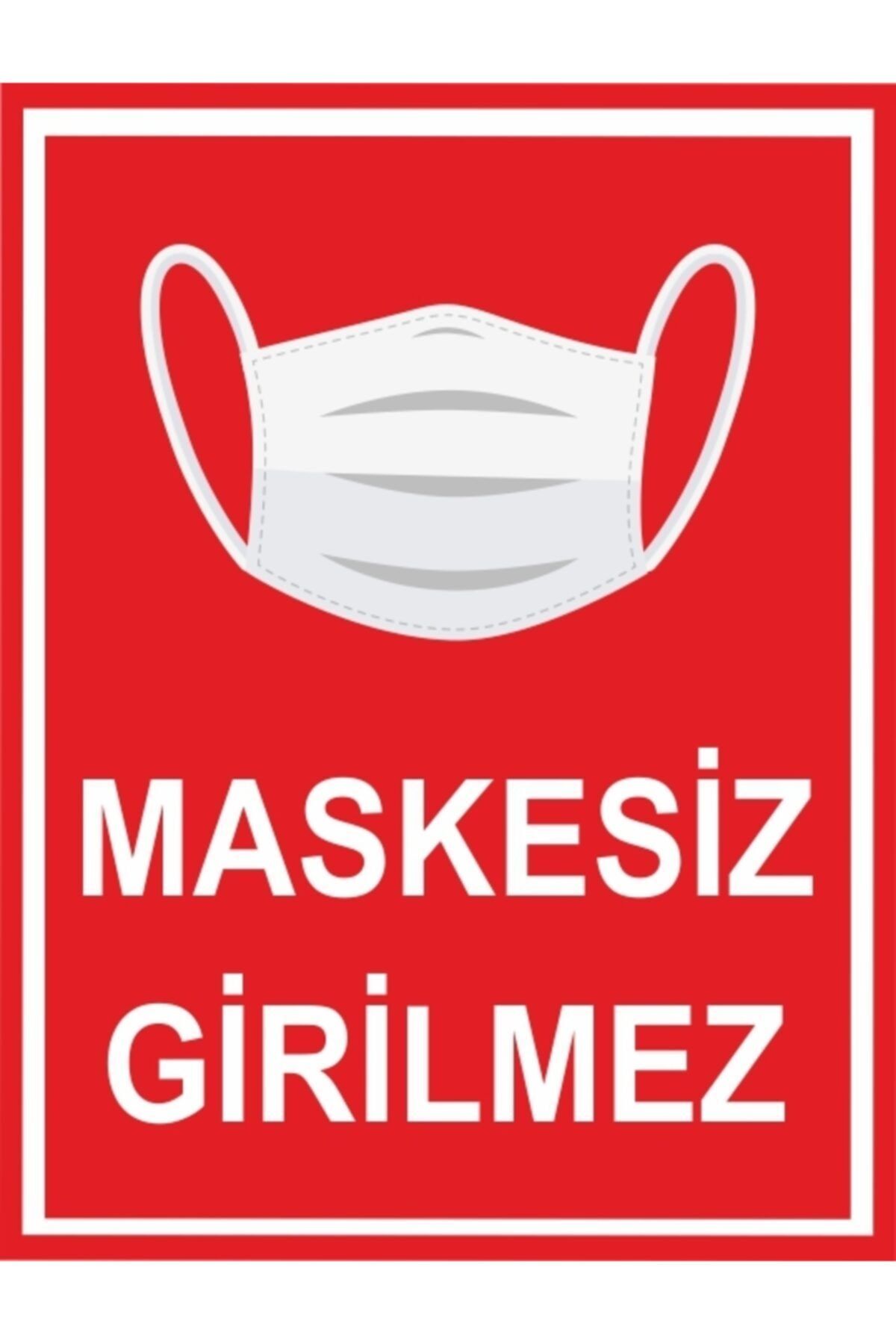 unifol Maskesiz Girilmez Sosyal Mesafe Yapışkanlı Etiket /25cm X 19 Cm