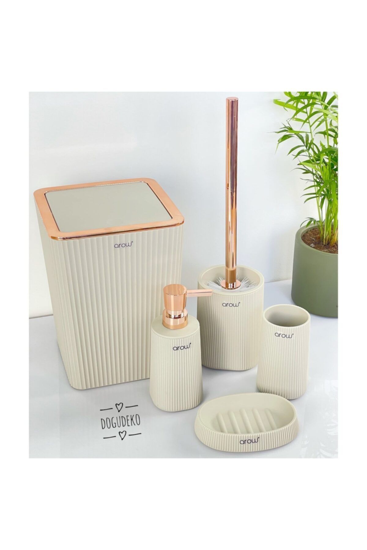 AROW Banyo Seti Krem 5 Parça