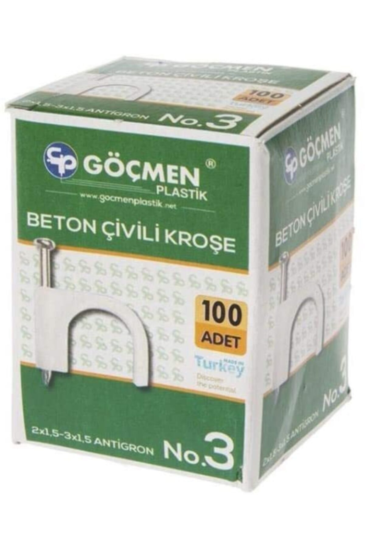 Göçmen Beton Çivili Kroşe 100 Adet No 3