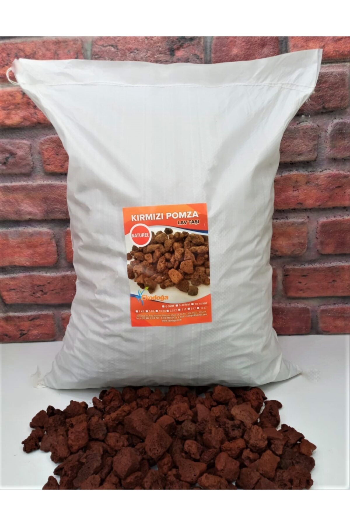 Ekodoğa Pomza 50 Litre 2-4 cm Kırmzı Pomza Tarım Pomzası Pomza Taşı Lav Taşı Cüruf Madeni Pomza Ponza